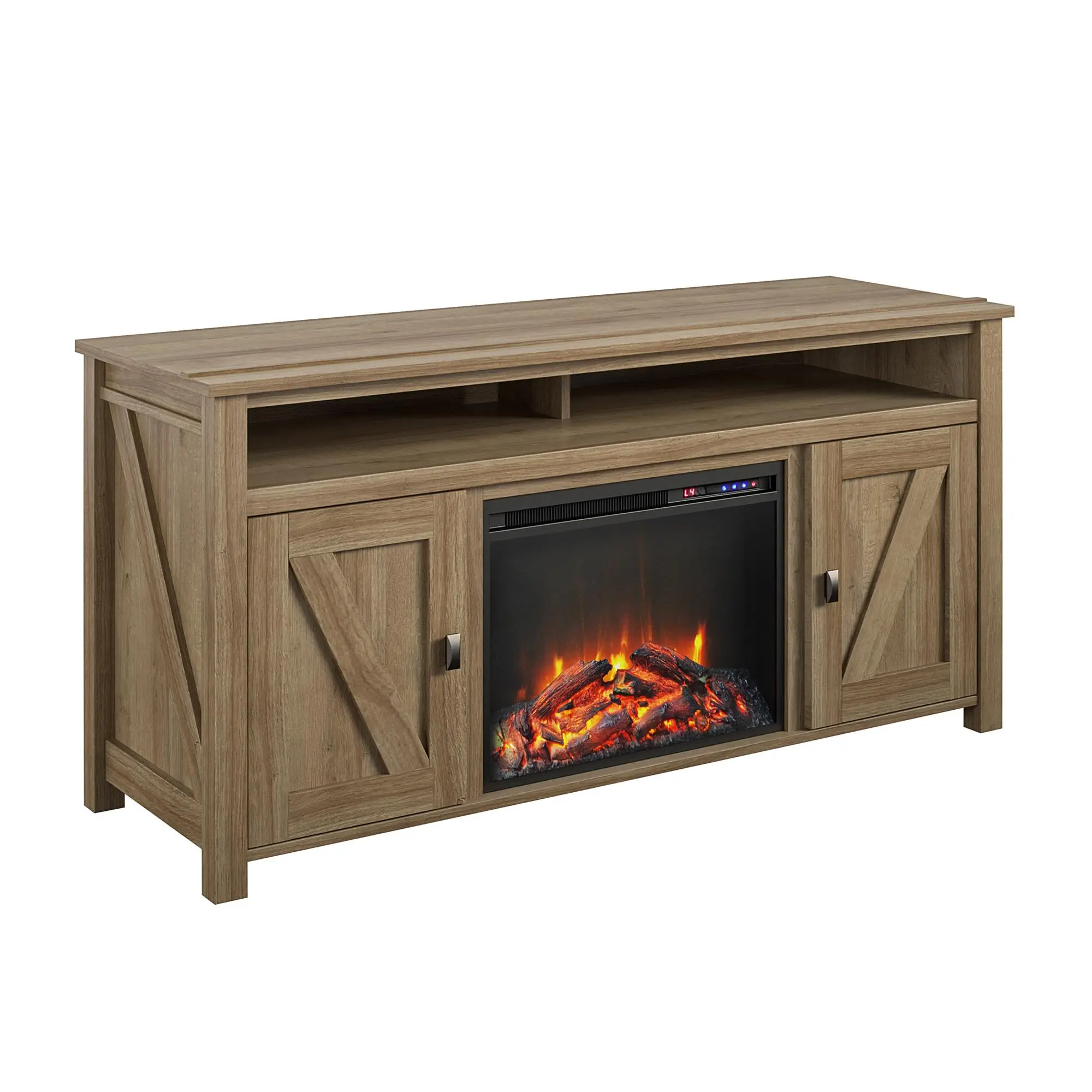Farmington Light Brown 60  Electric Fireplace TV Console-4