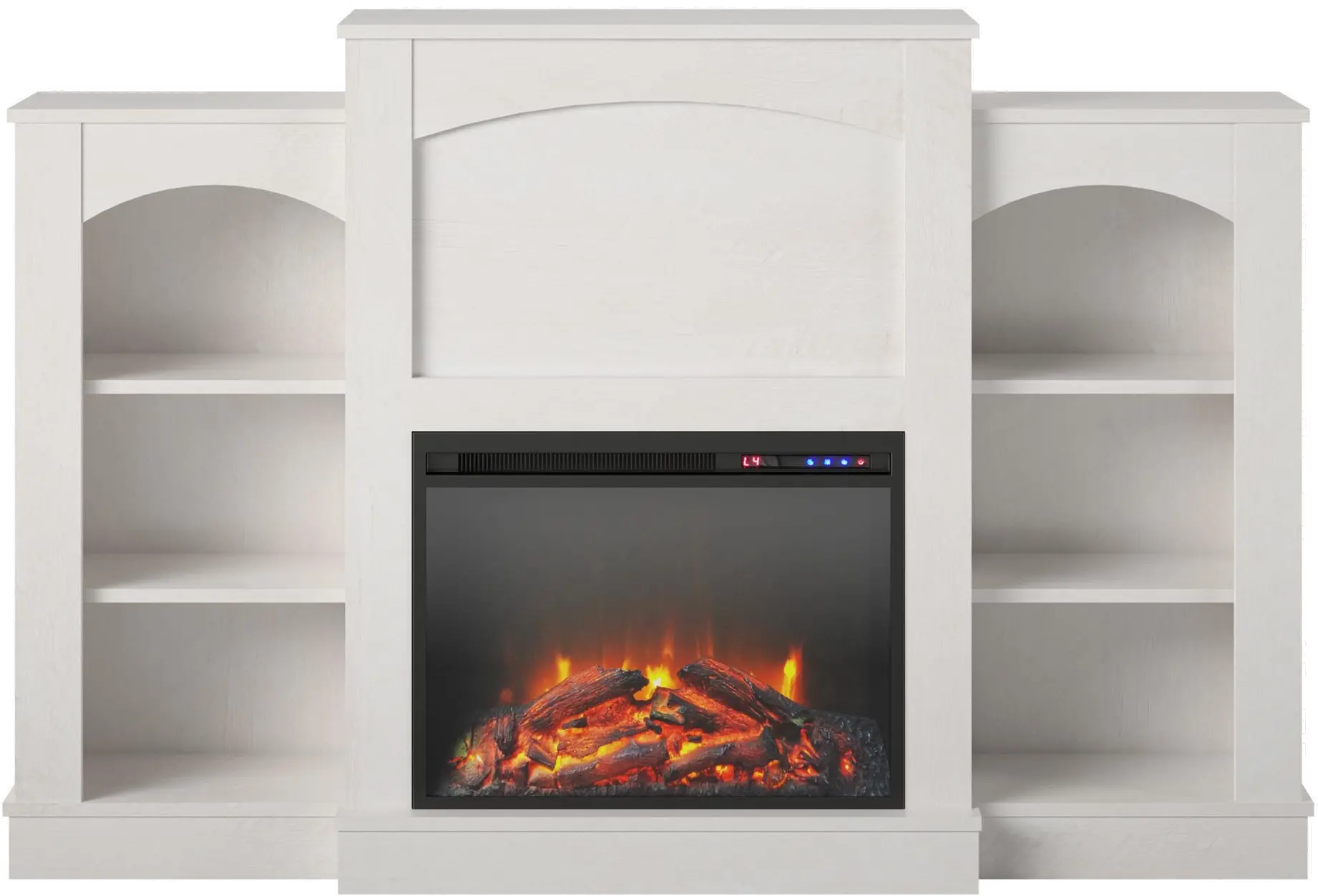 Hawke's Bay Farmhouse Ivory Oak Fireplace Mantel with Bookshelves-1