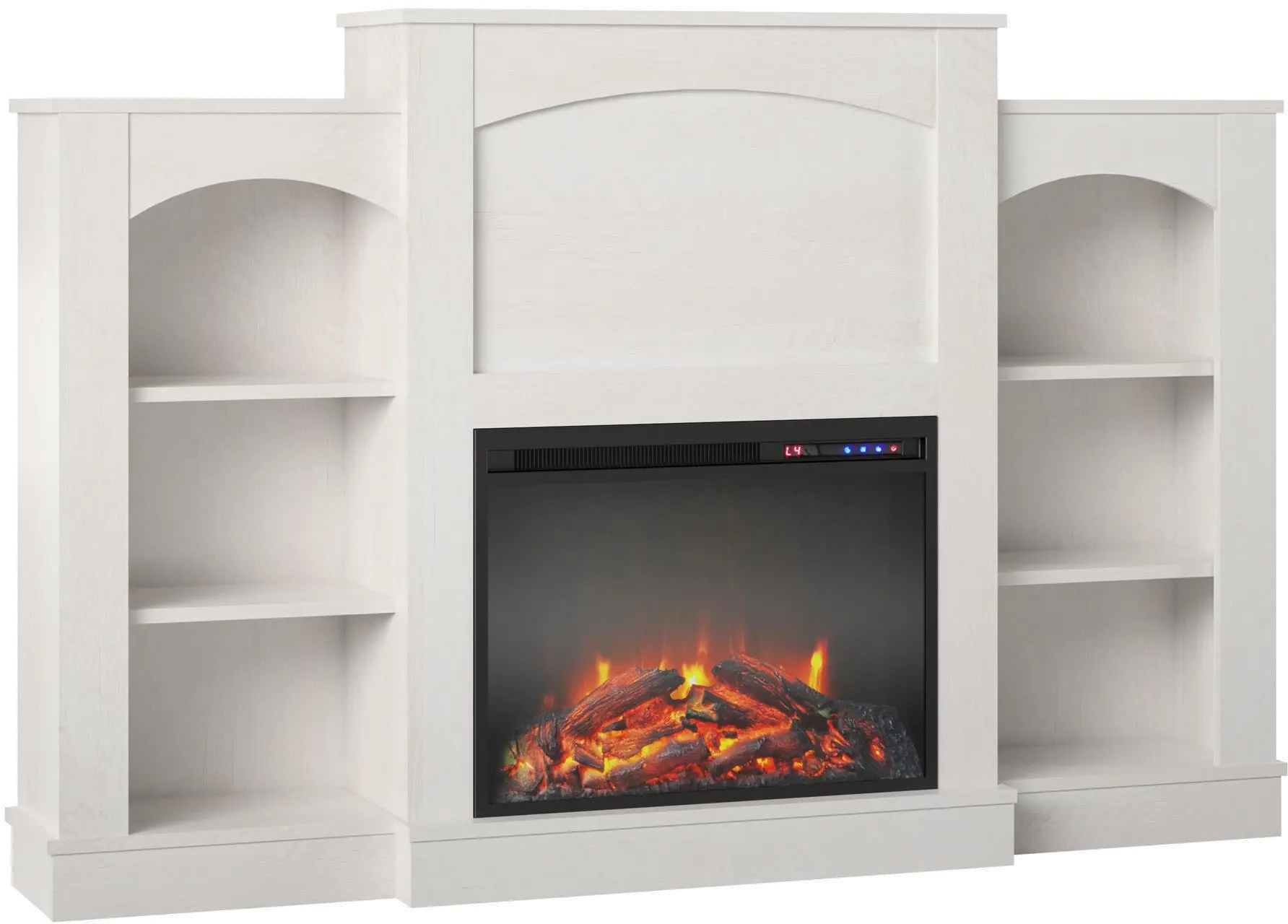 Hawke's Bay Farmhouse Ivory Oak Fireplace Mantel with Bookshelves-4