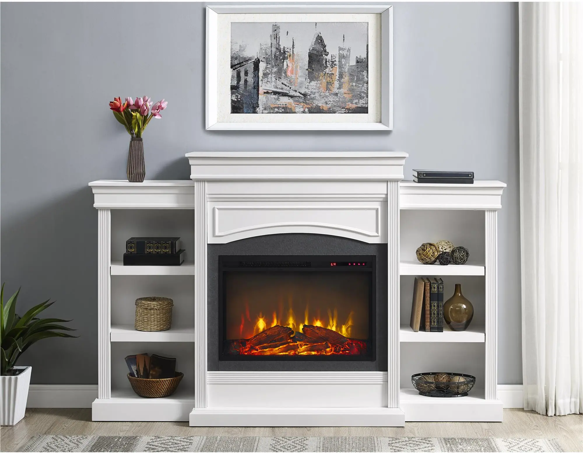 Lamont Transitional White Mantel Fireplace-2