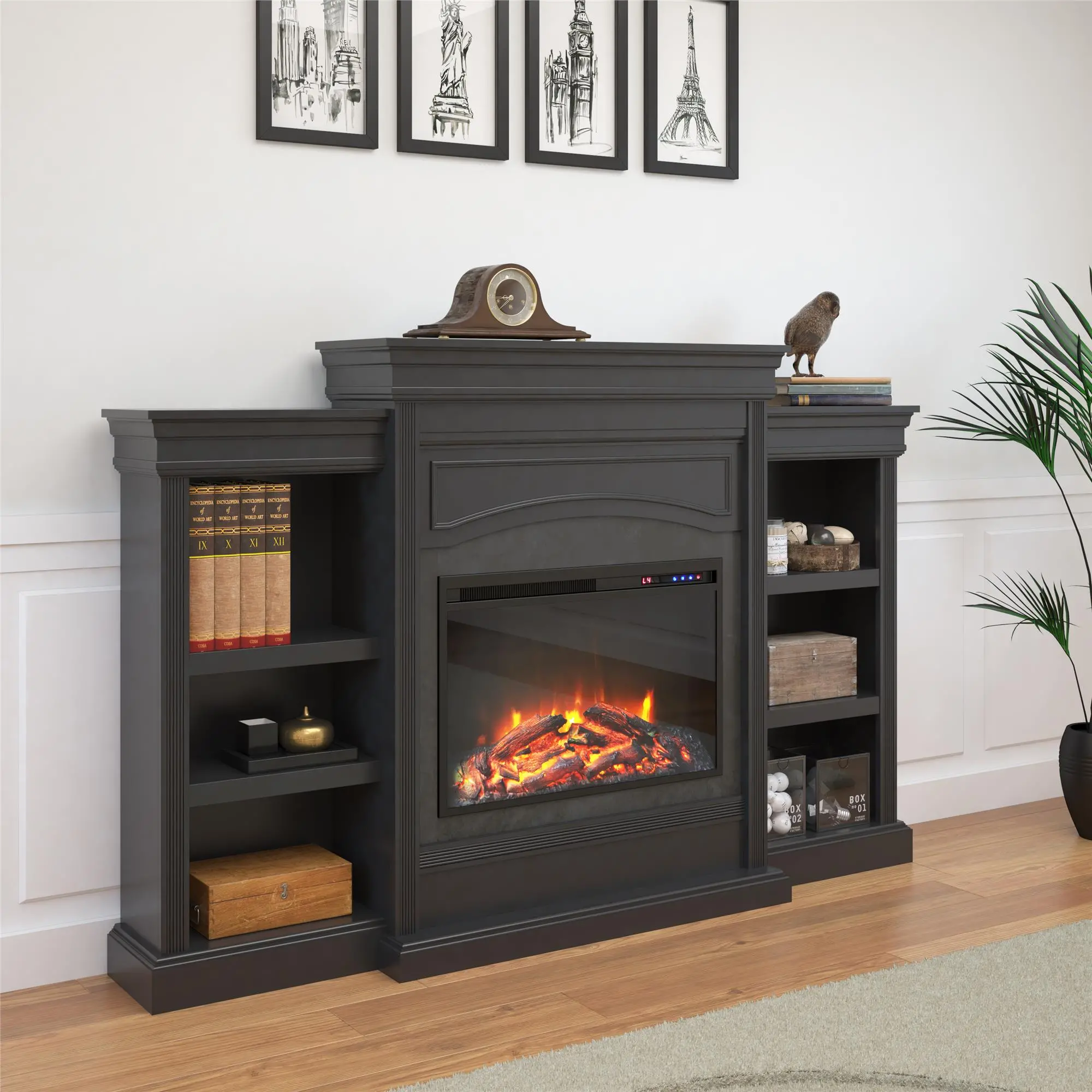 Lamont Transitional Black Mantel Fireplace-2
