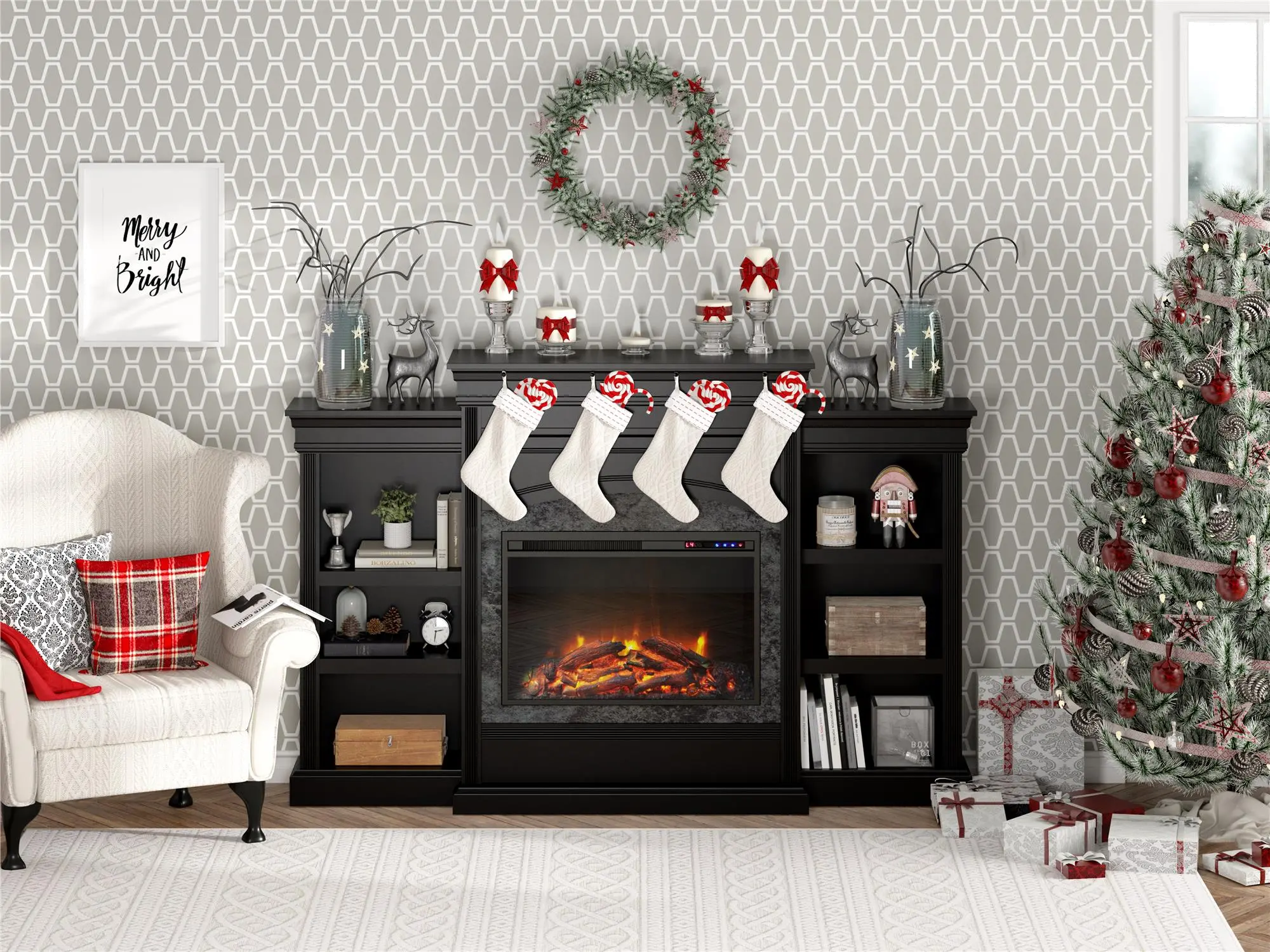 Lamont Transitional Black Mantel Fireplace-3