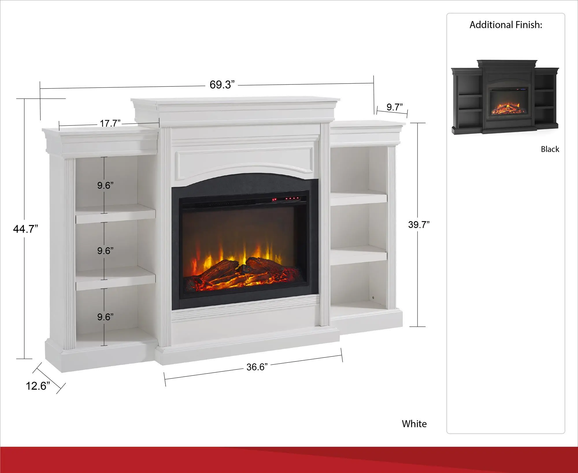 Lamont Transitional Black Mantel Fireplace-5