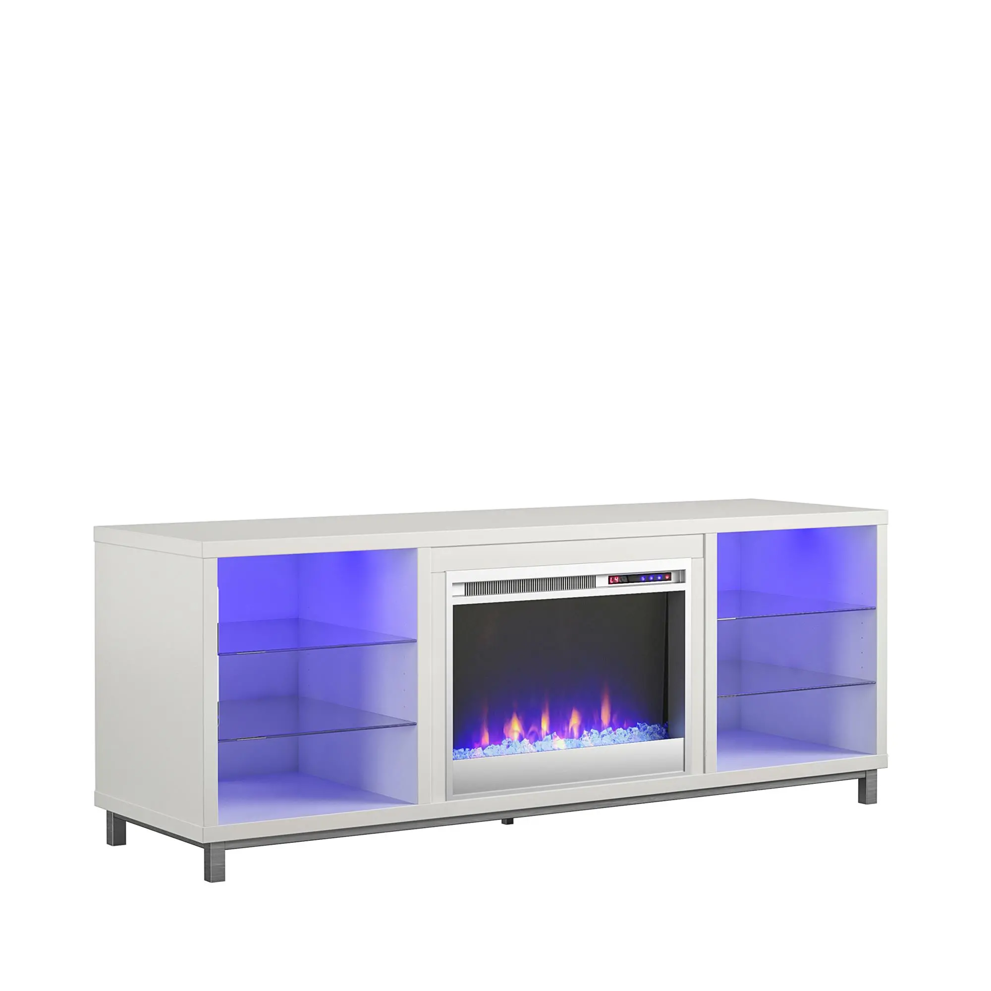 Lumina Modern White Fireplace TV Stand-4