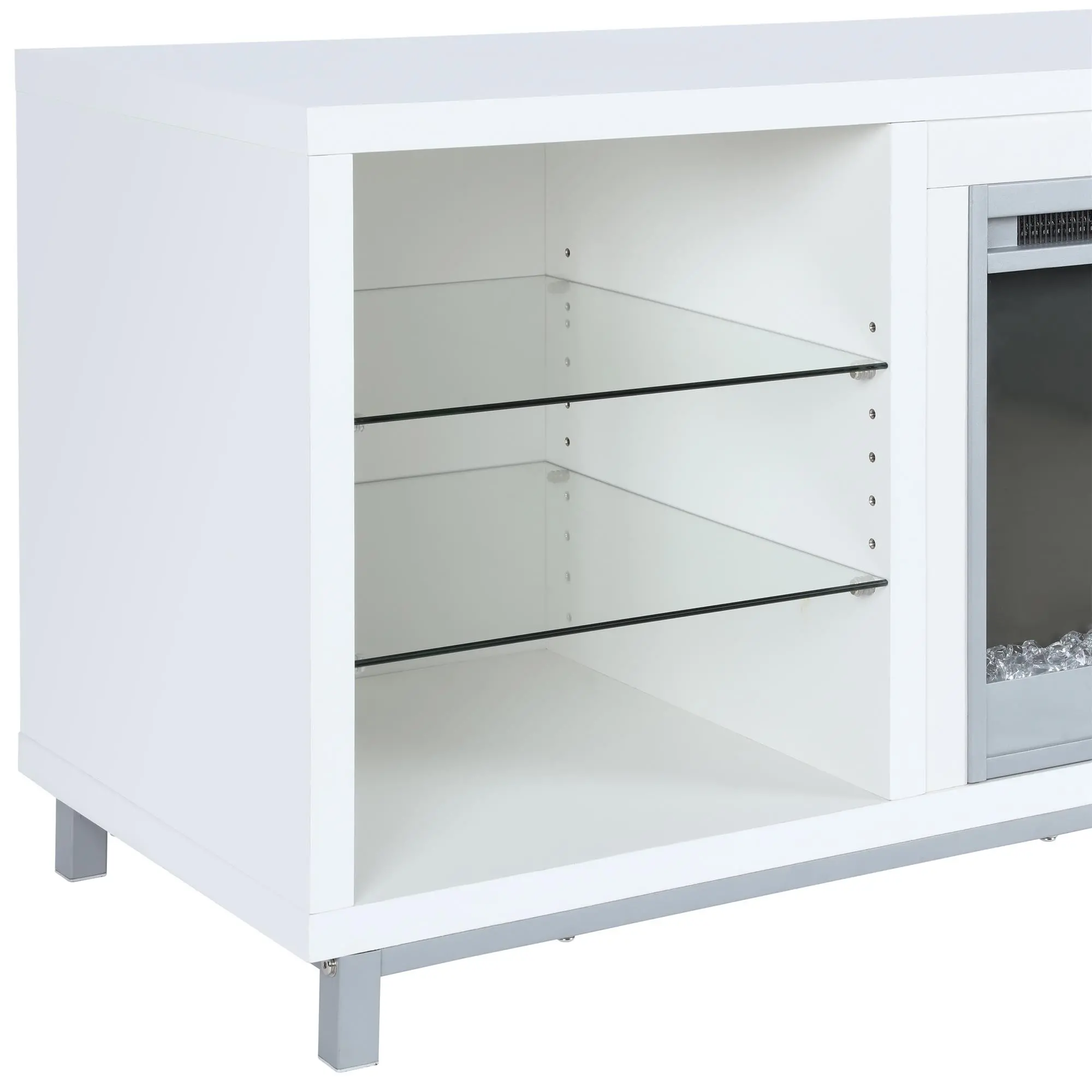 Lumina Modern White Fireplace TV Stand-5