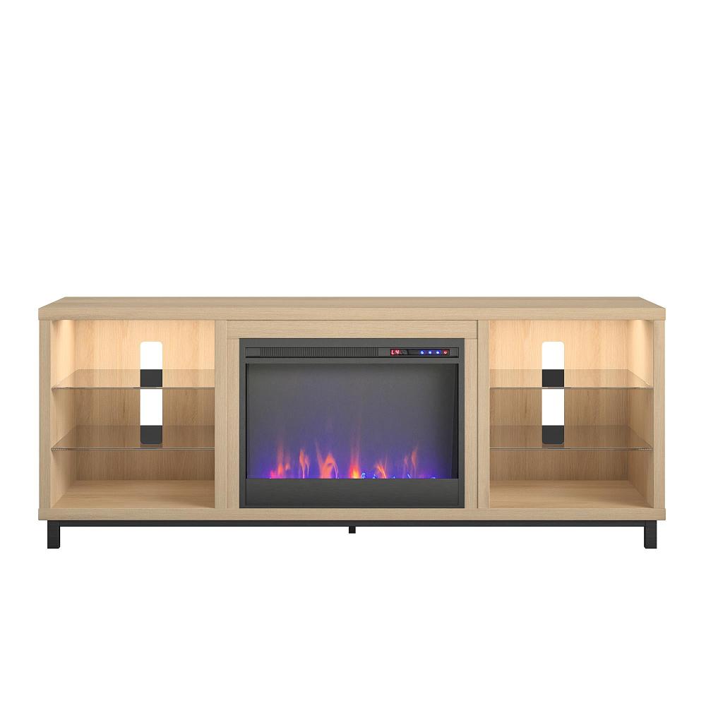 Lumina Modern Blonde Oak Deluxe Fireplace TV Stand