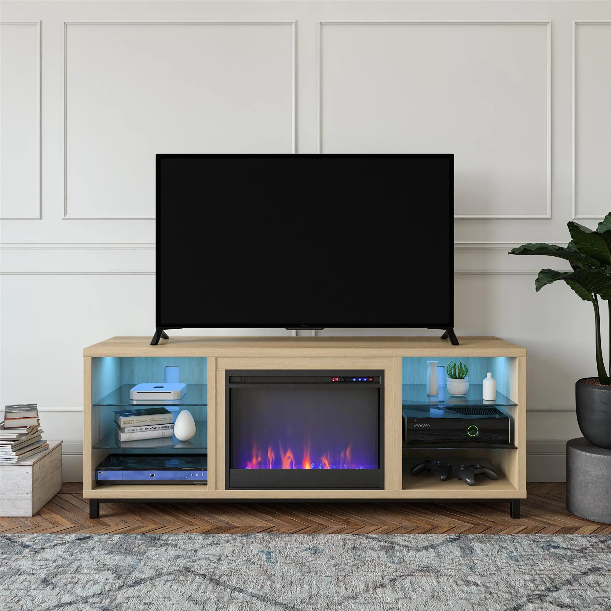 Lumina Oak Fireplace TV Stand-2