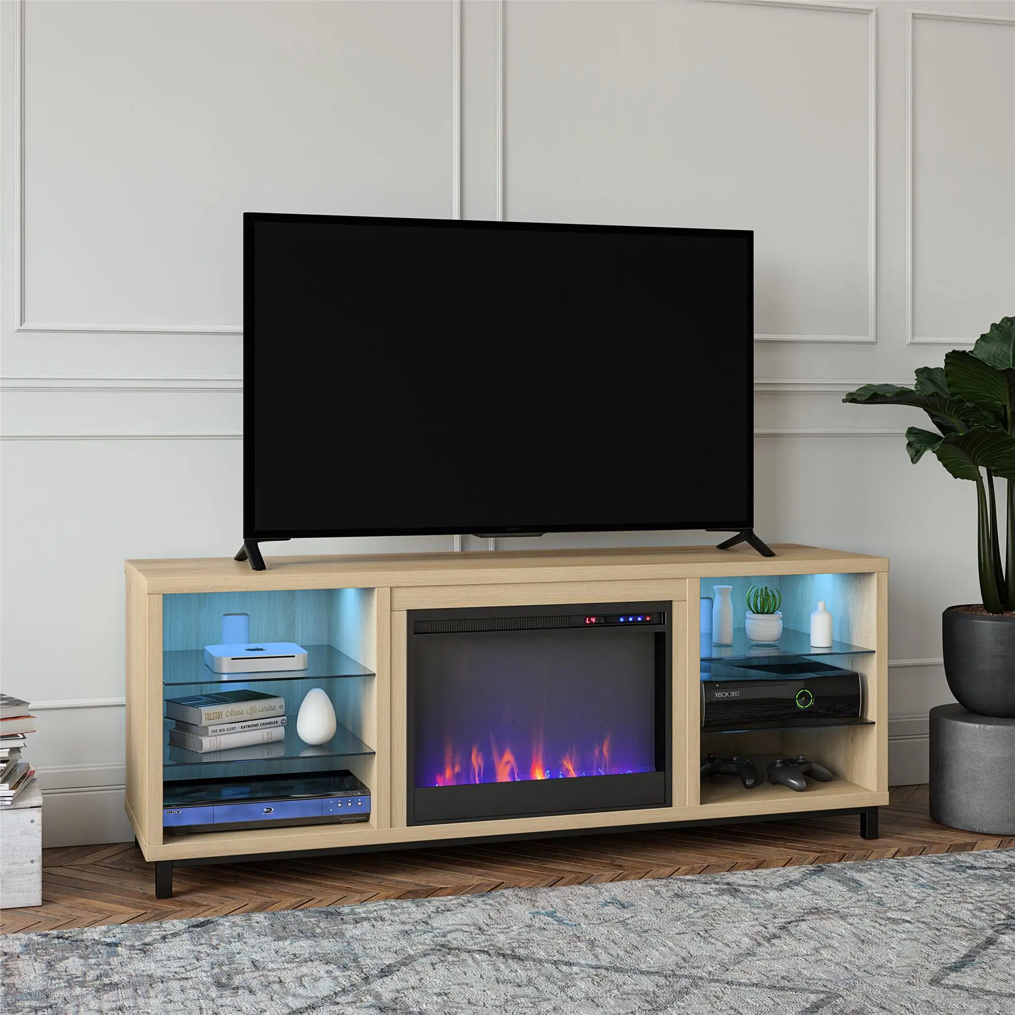 Lumina Oak Fireplace TV Stand-8