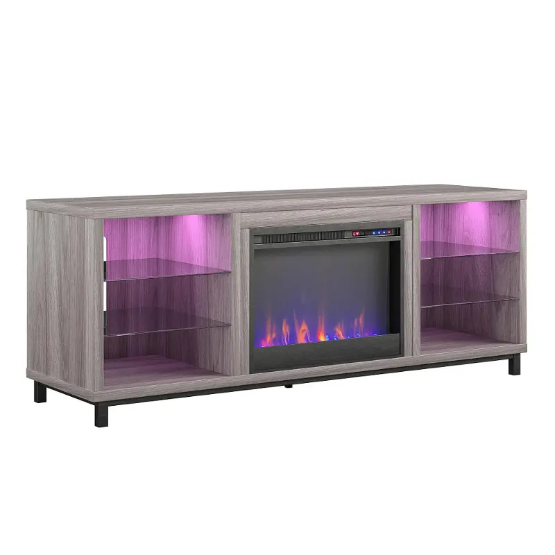 Lumina Modern Light Walnut Deluxe Fireplace TV Stand