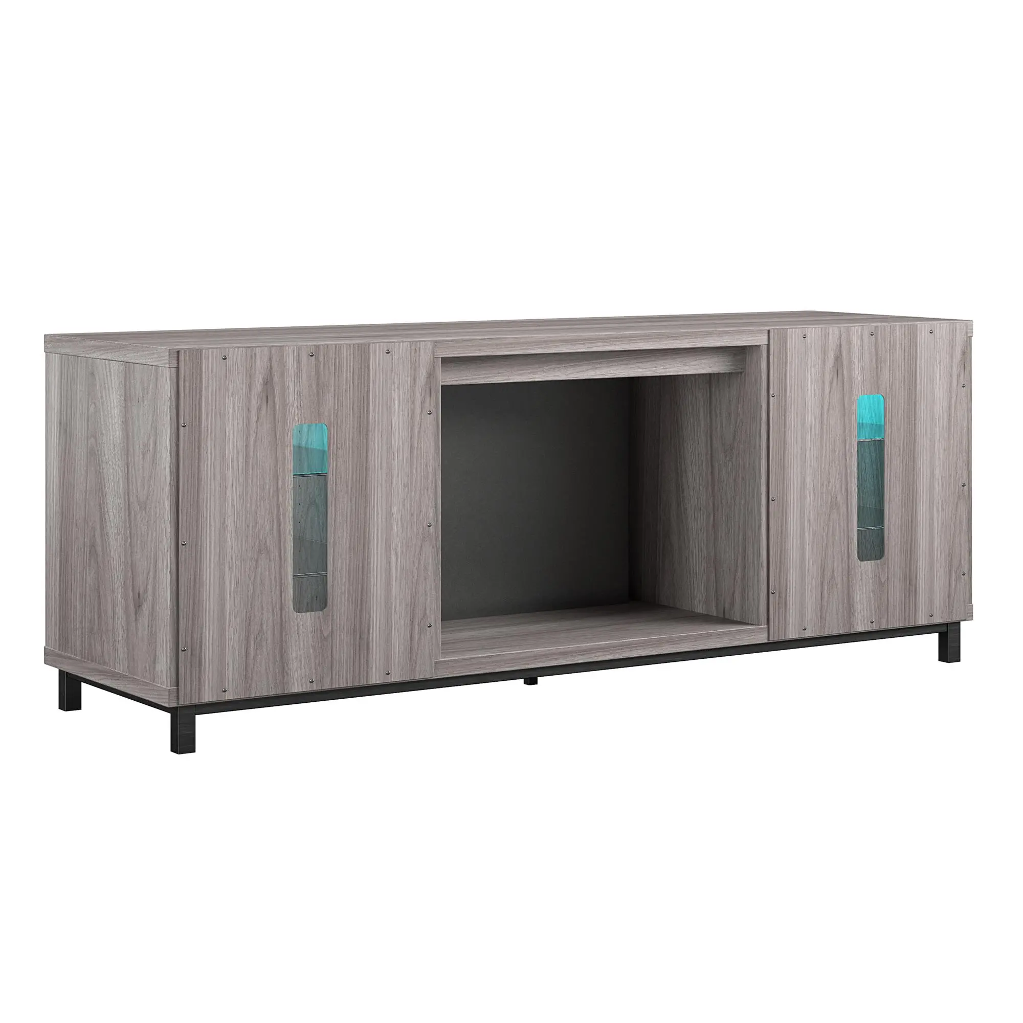 Lumina Modern Light Walnut Deluxe Fireplace TV Stand-4