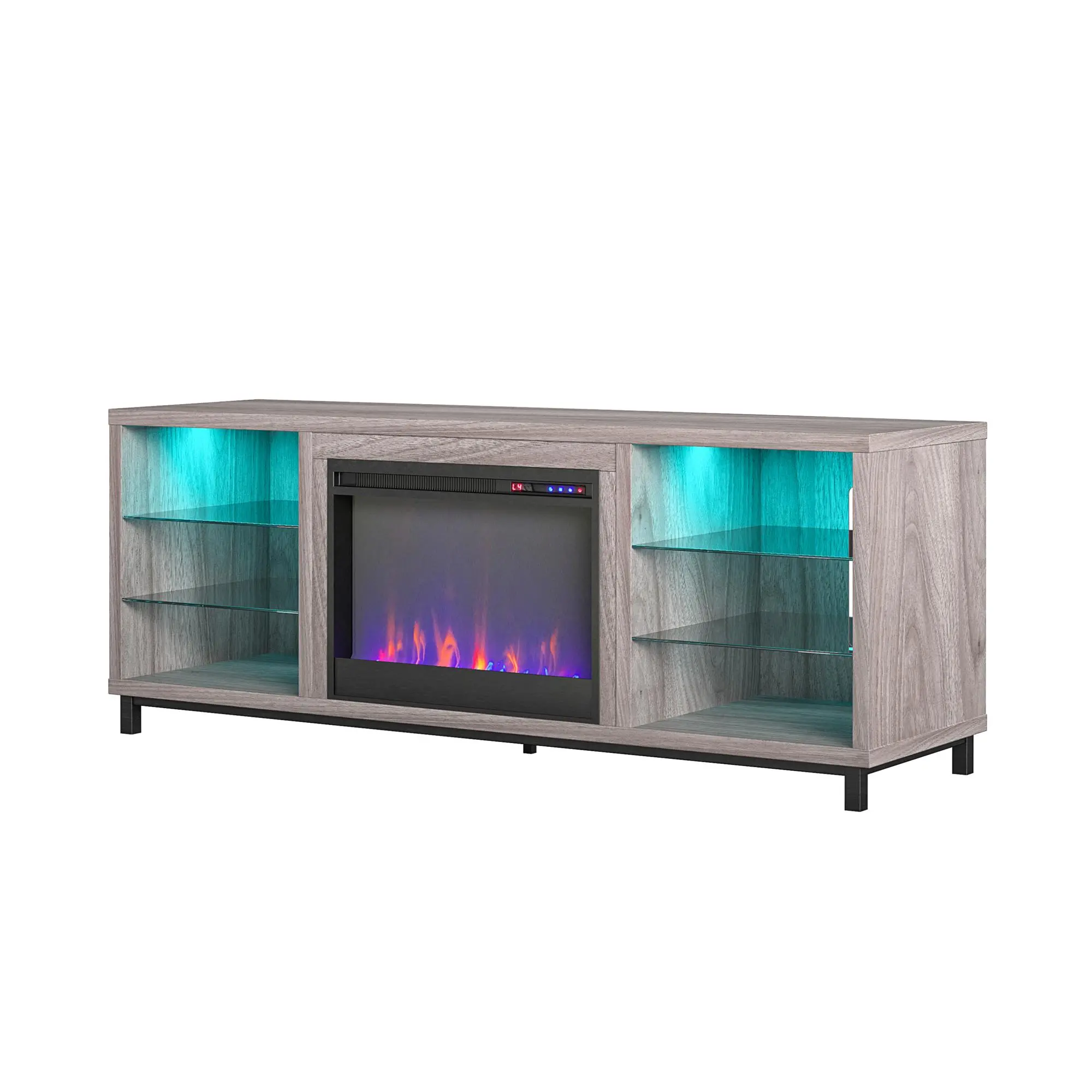 Lumina Modern Light Walnut Deluxe Fireplace TV Stand-5