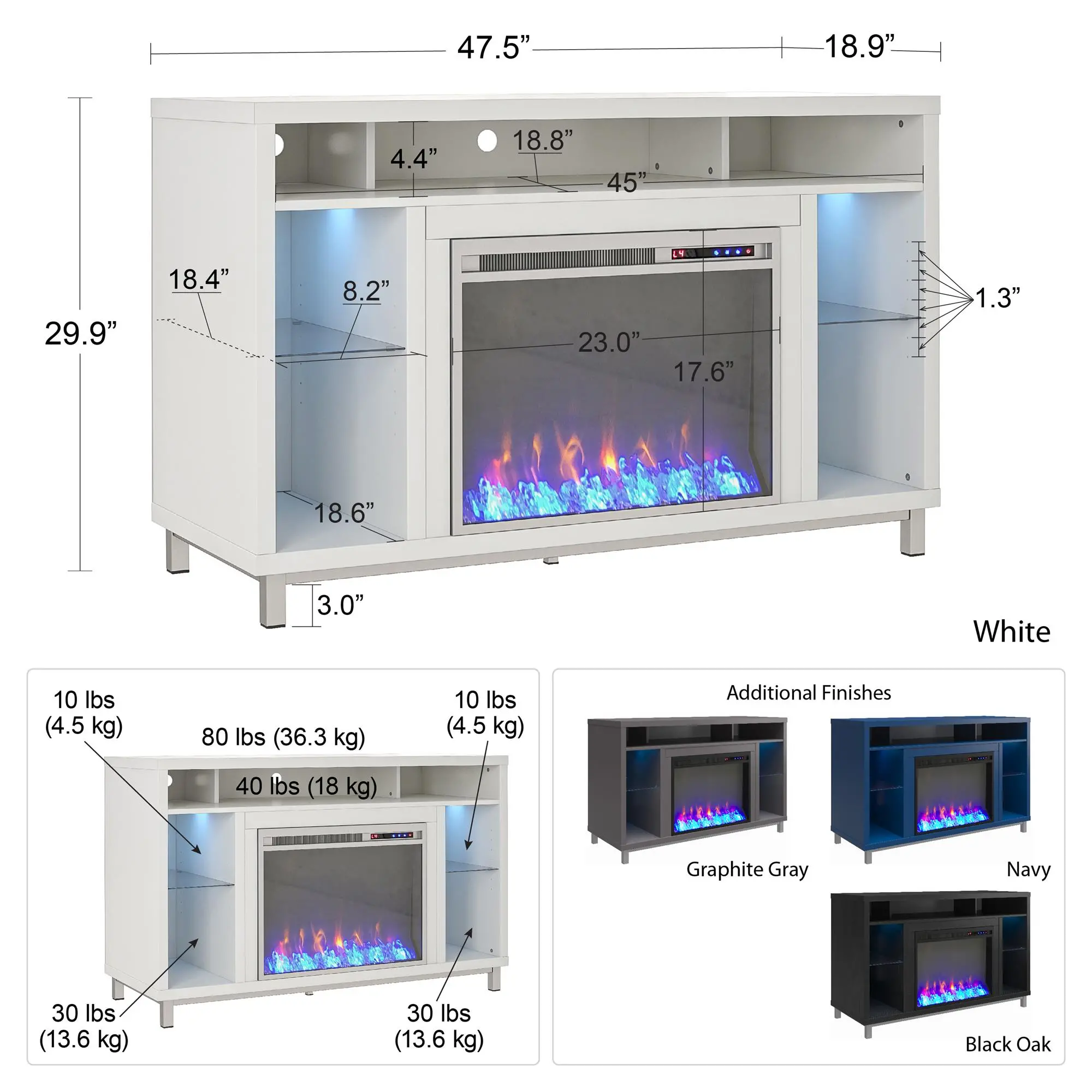 Lumina Black Oak Fireplace TV Stand-3
