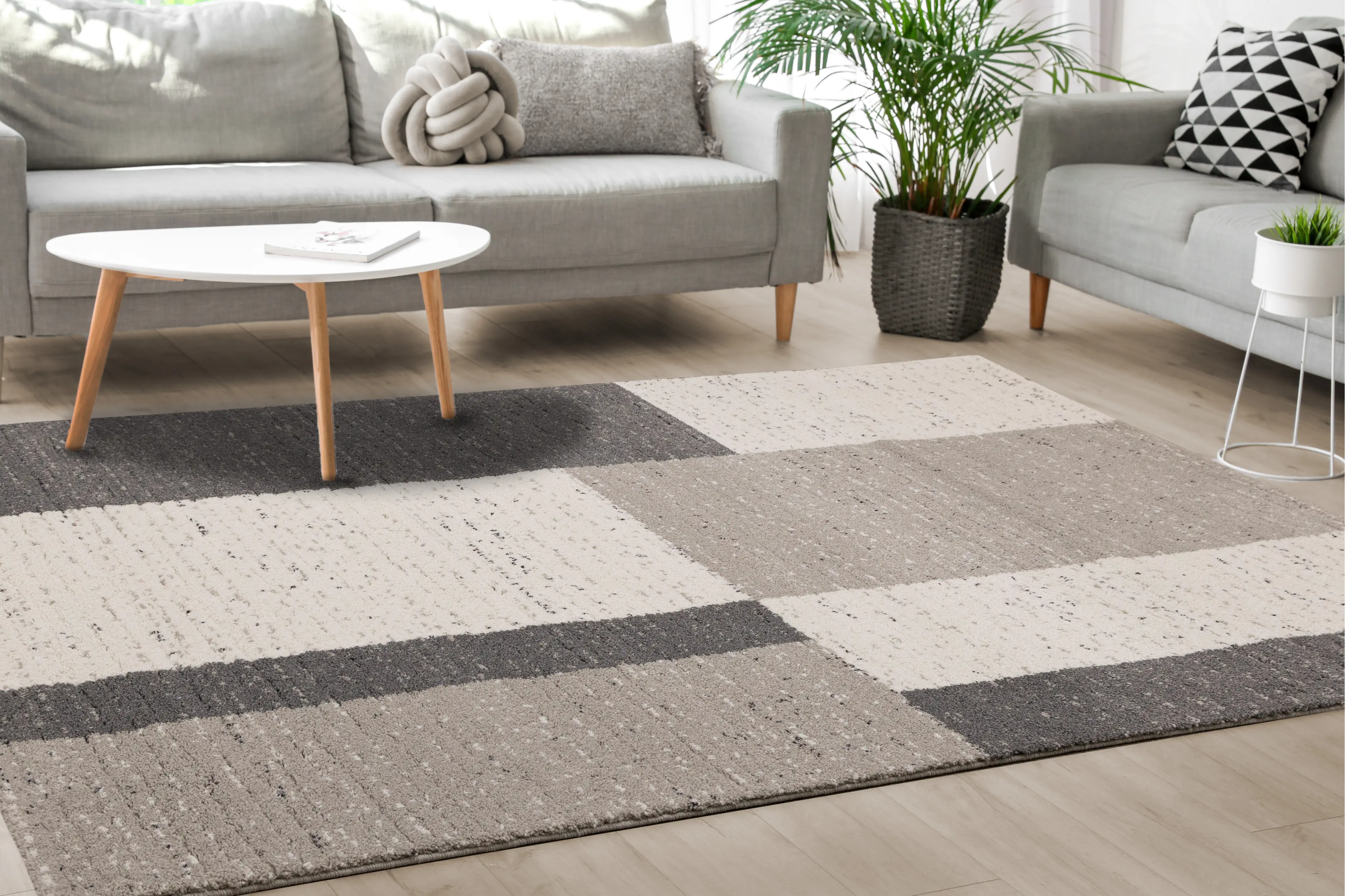 Ravine 8 x 11 Gray Rectangles Area Rug-8