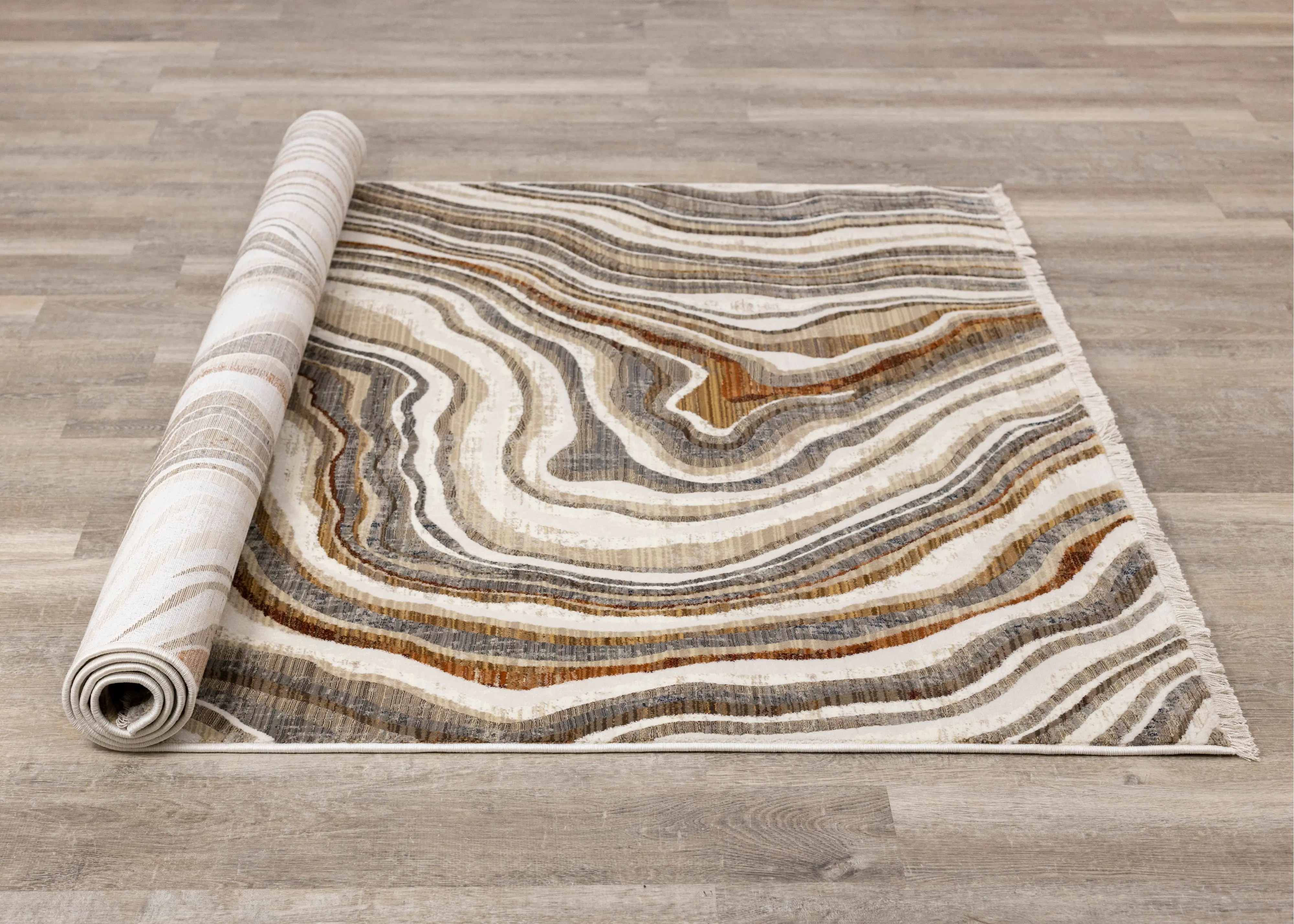 Samira 5 x 8 Cream Wavy Curves Area Rug-5