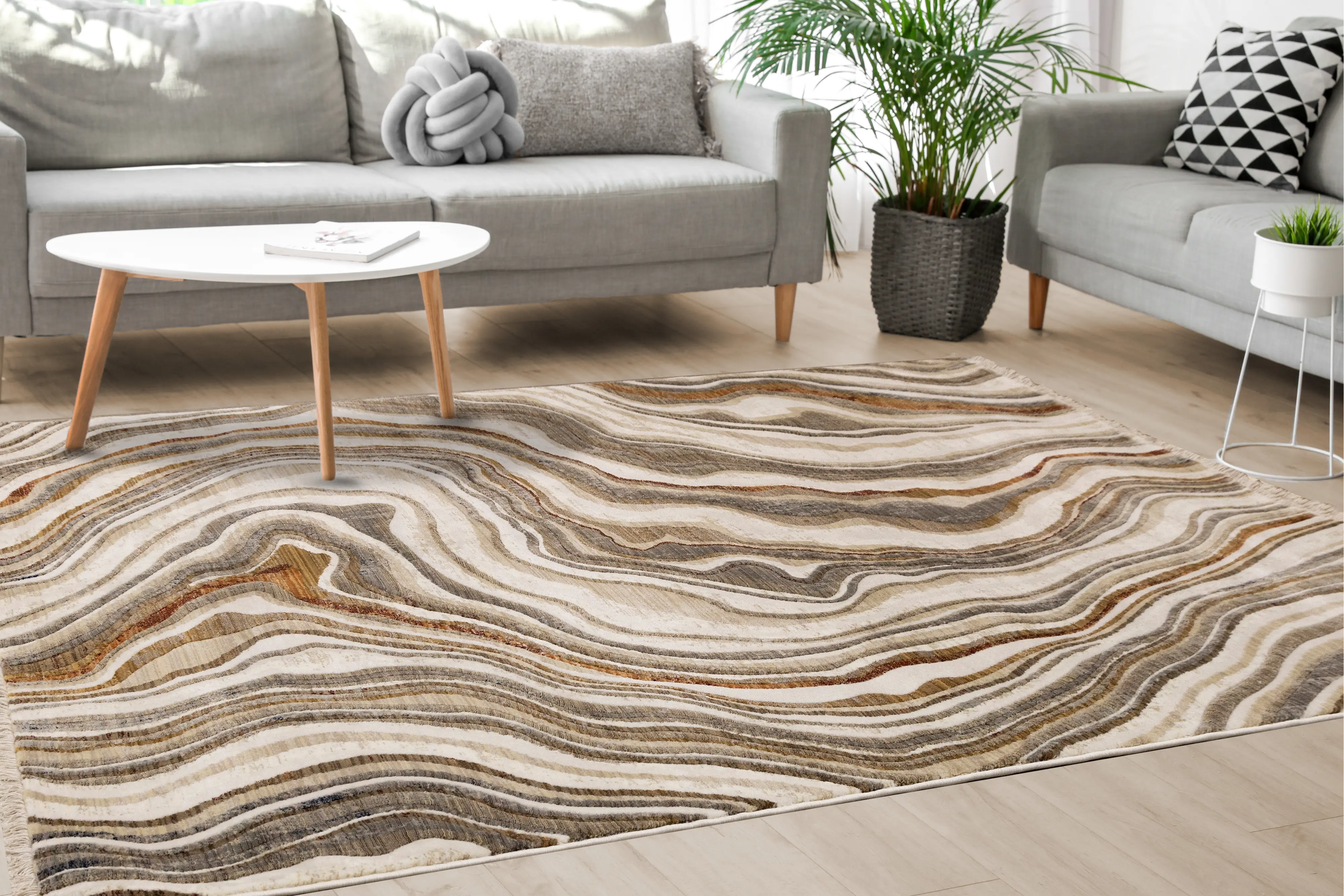 Samira 8 x 10 Cream Wavy Curves Area Rug-4