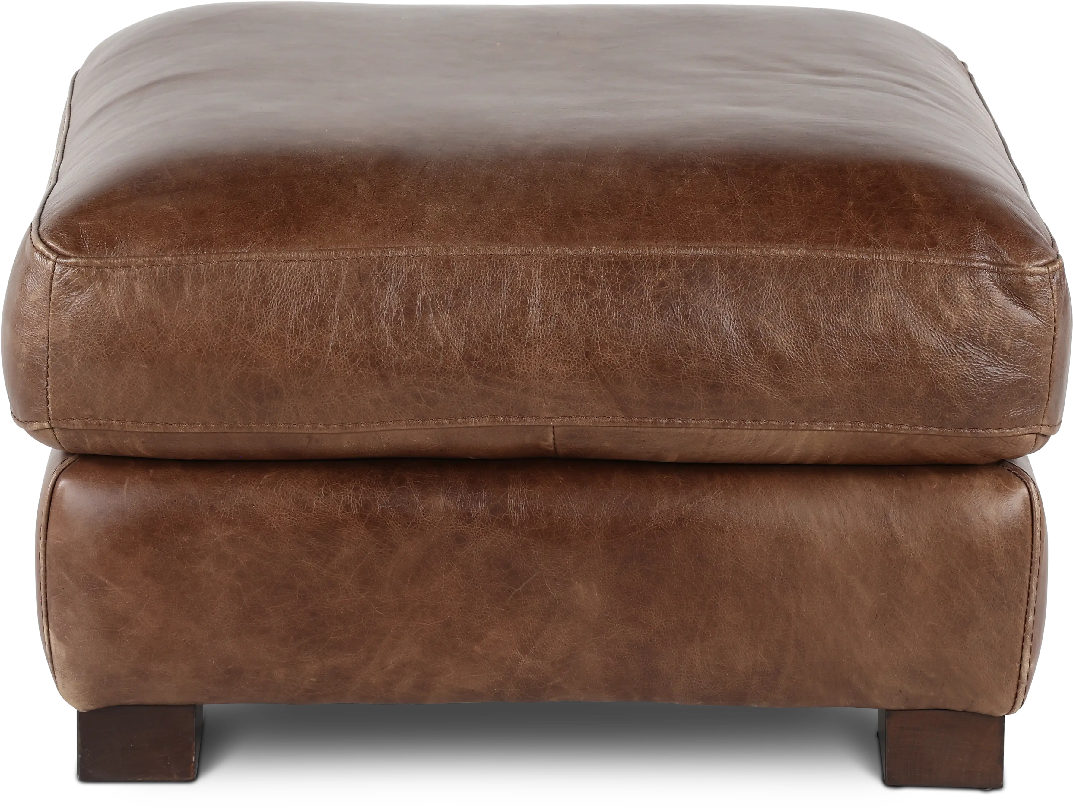 Utah Brown Leather Ottoman-1
