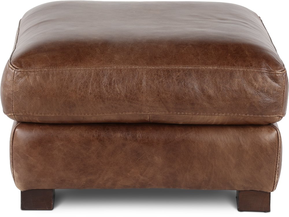 Utah Brown Leather Ottoman