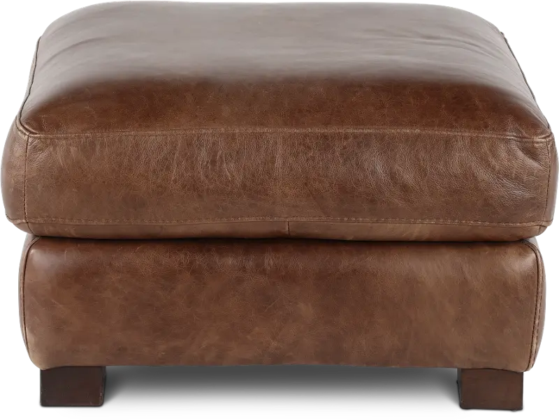 Utah Brown Leather Ottoman