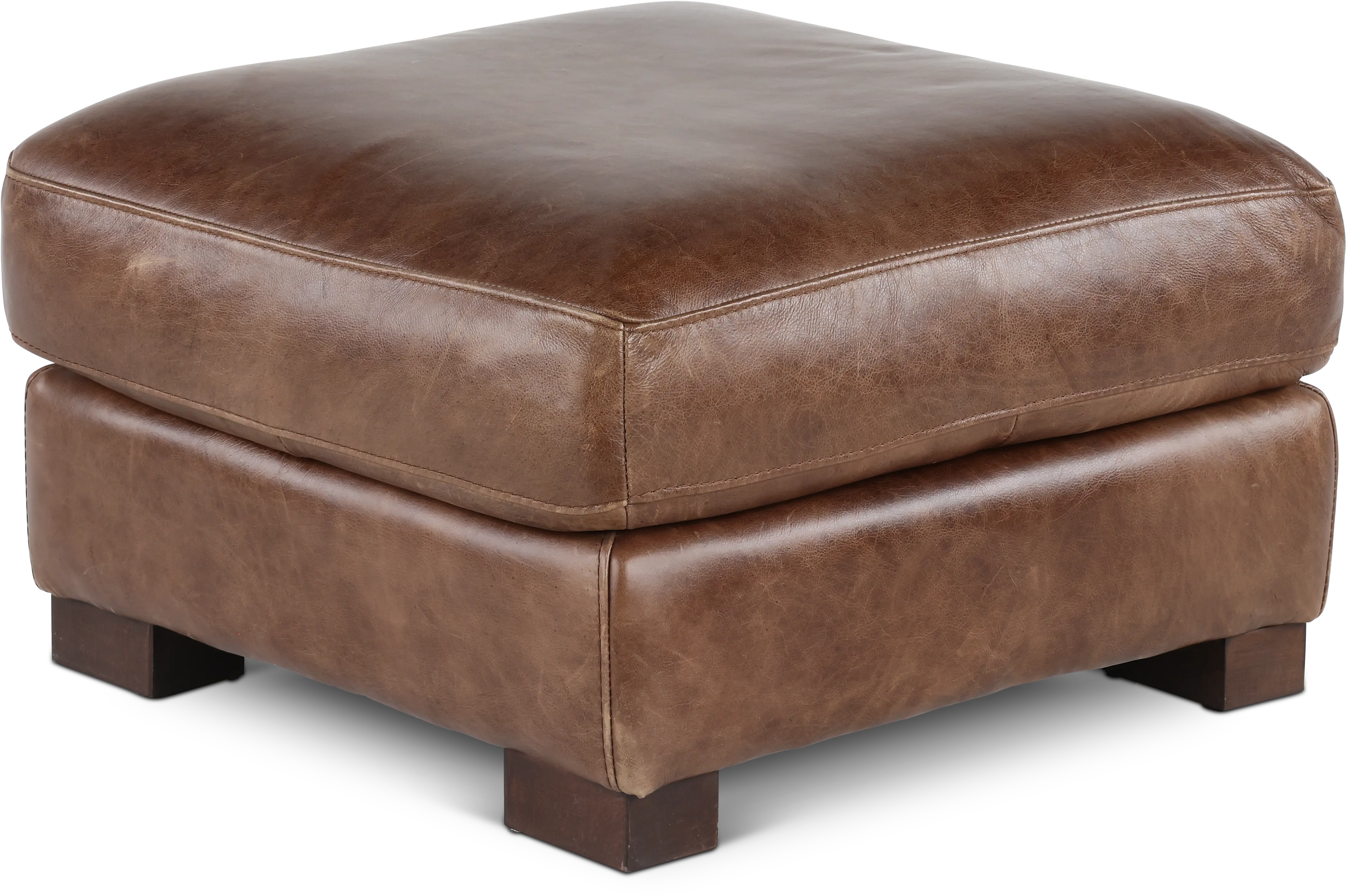 Utah Brown Leather Ottoman-4