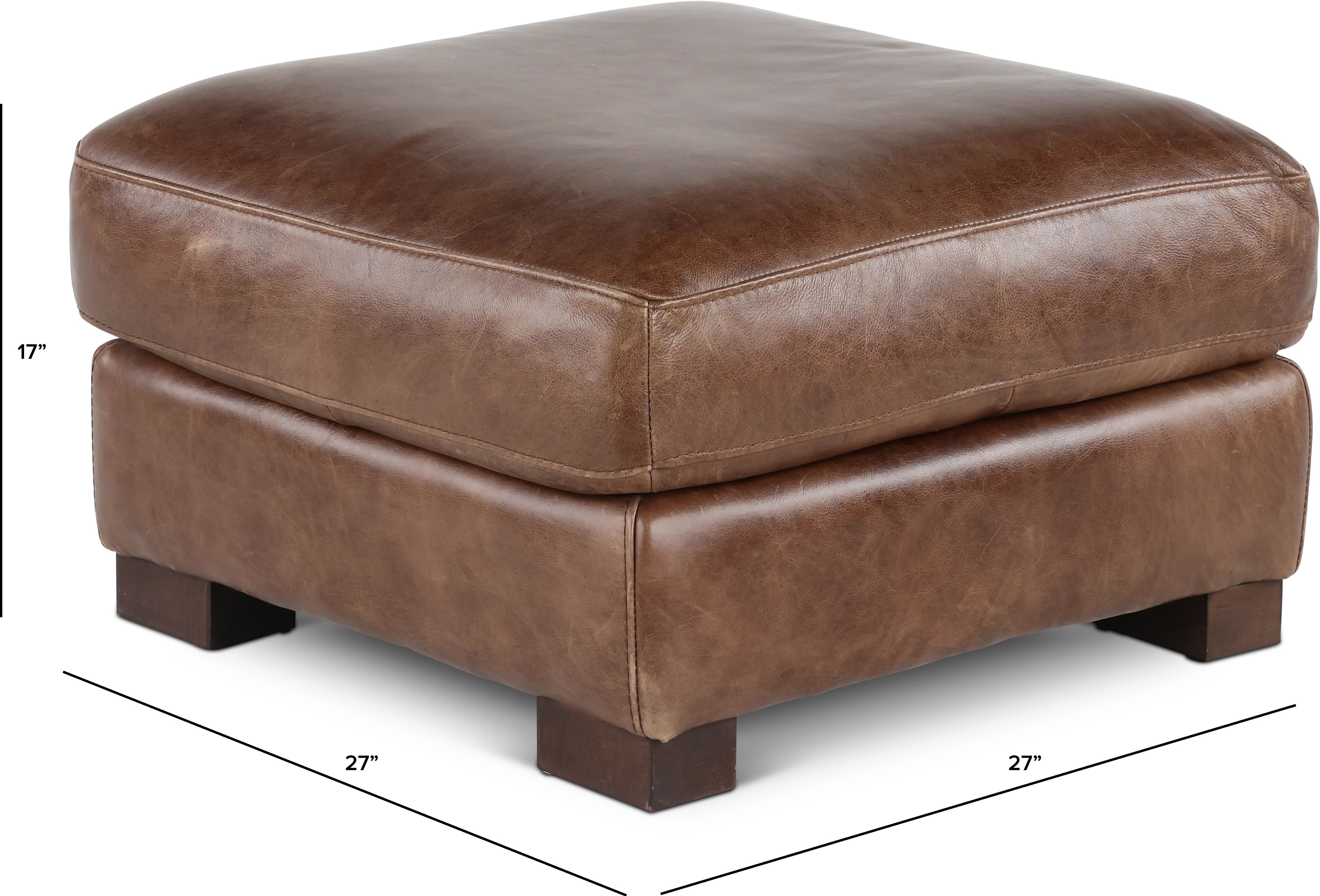 Utah Brown Leather Ottoman-3