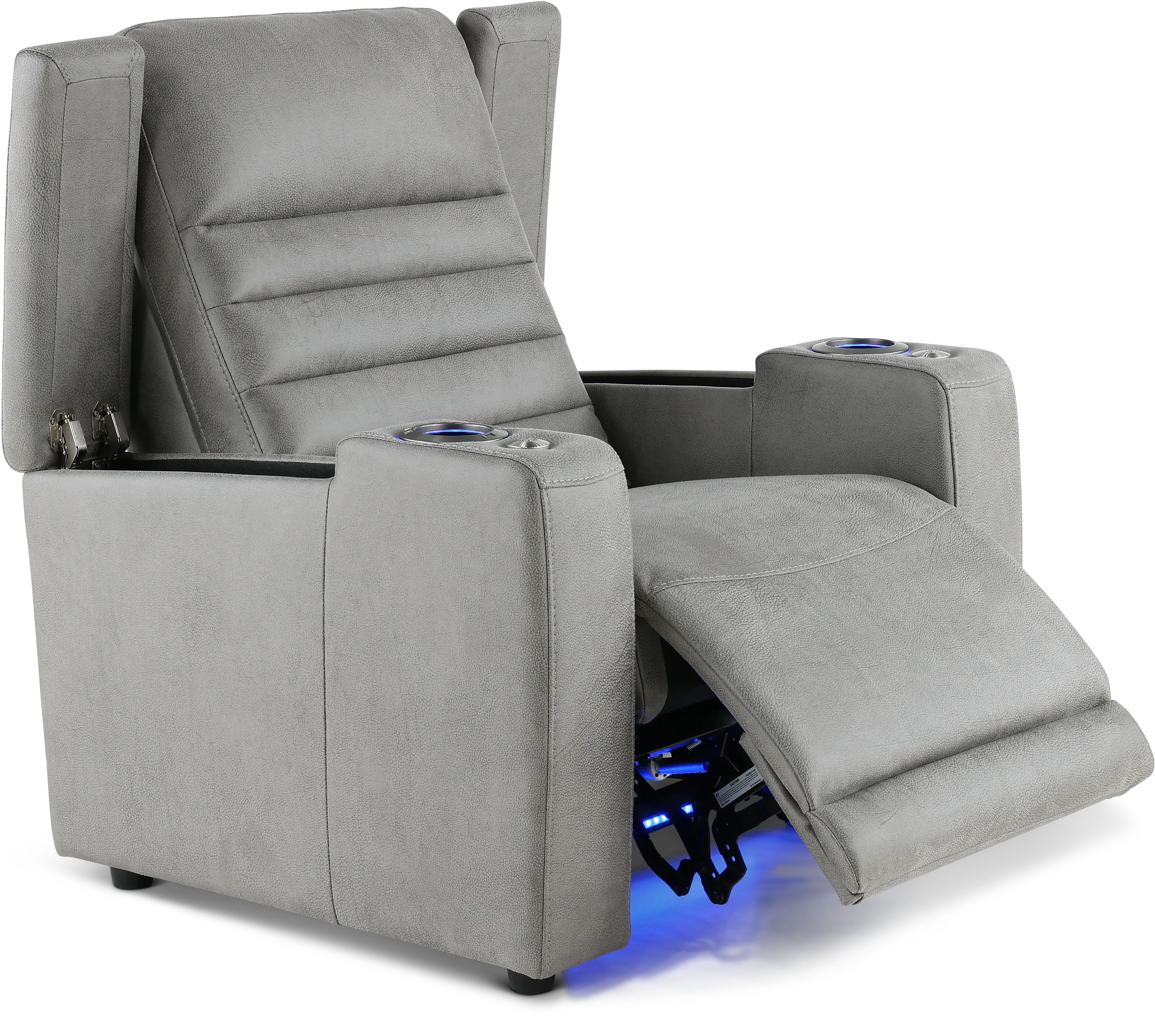 Macke Light Gray Power Recliner with Power Headrest-4