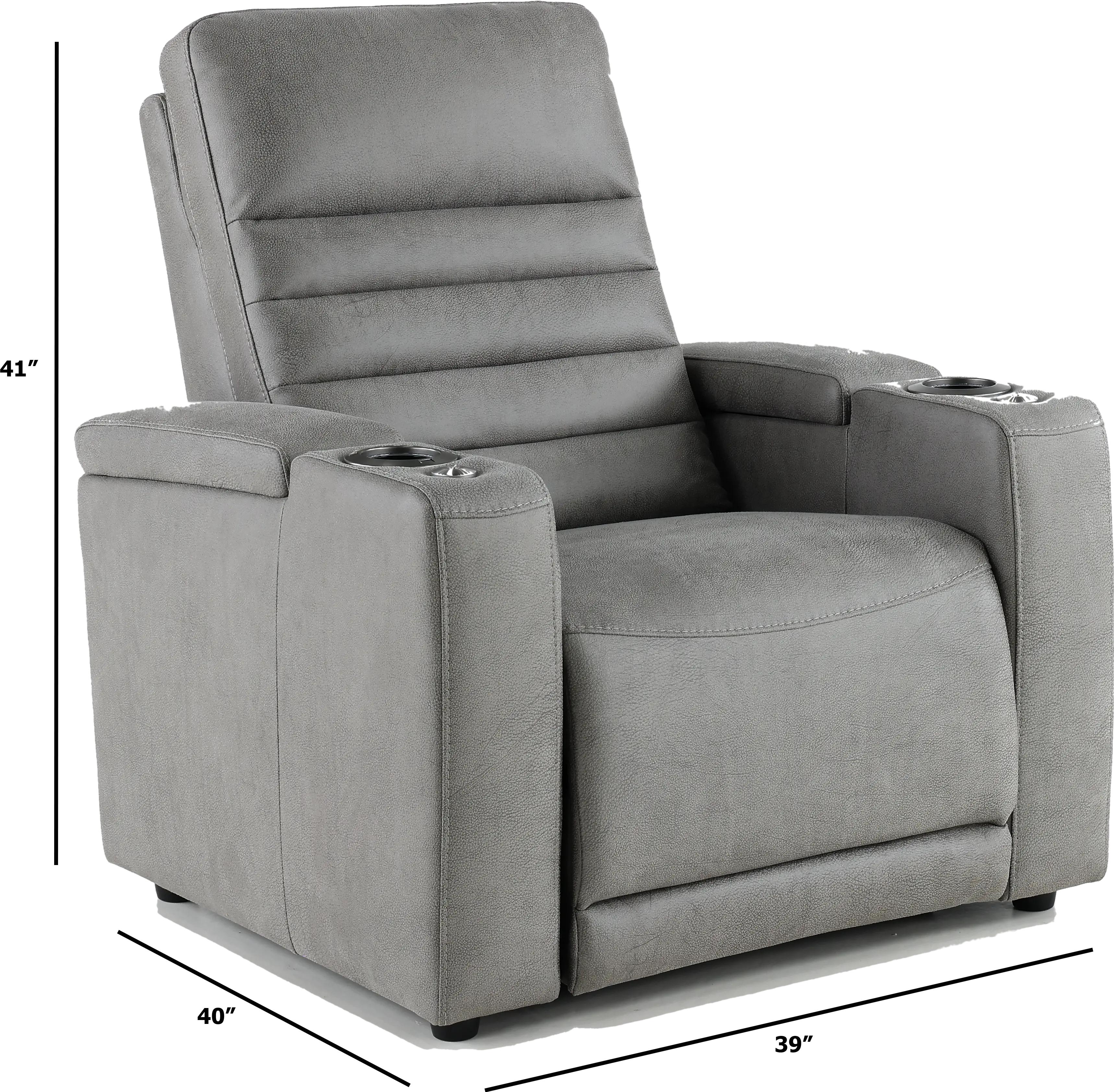 Macke Light Gray Power Recliner with Power Headrest-3