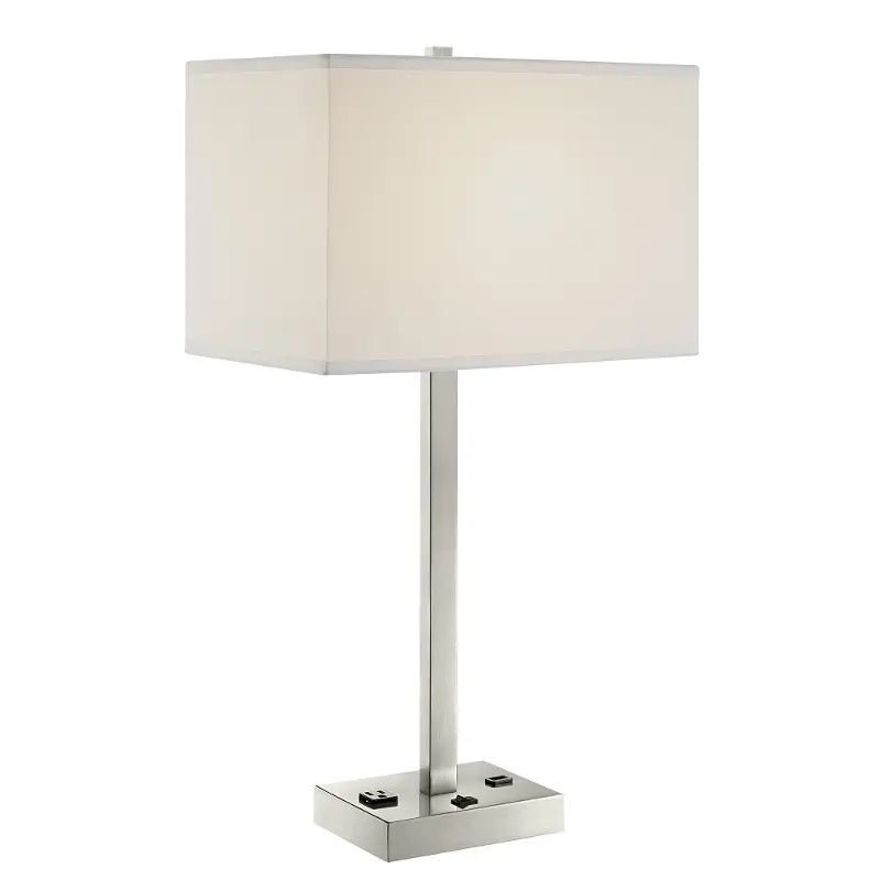 Quinn Nickel and White Table Lamp