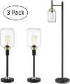 Luken Black Floor and Table Lamp Set of 3