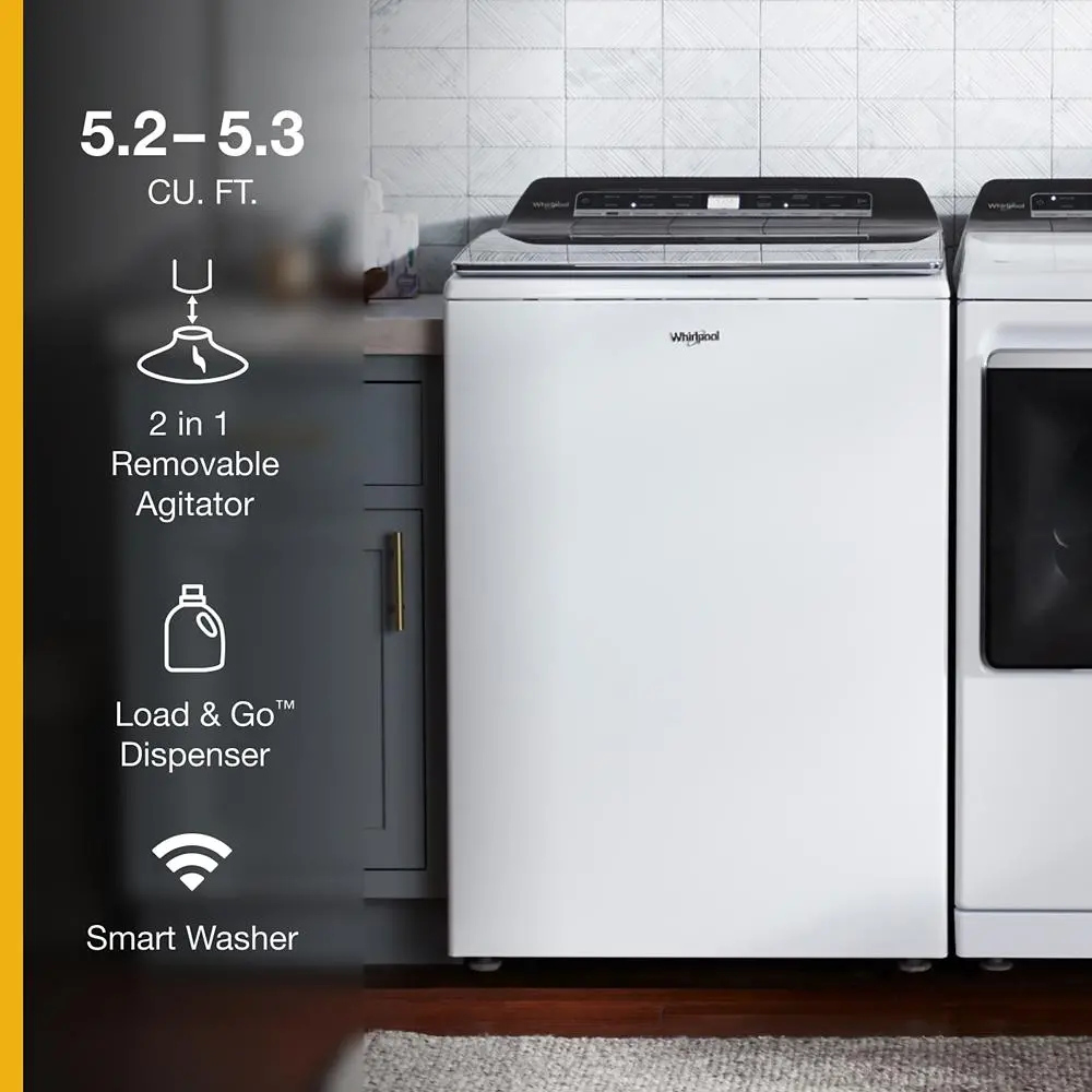 WTW8127LW Whirlpool 5.3 cu ft Top Load Washer with Removable Impeller - White W6605-7