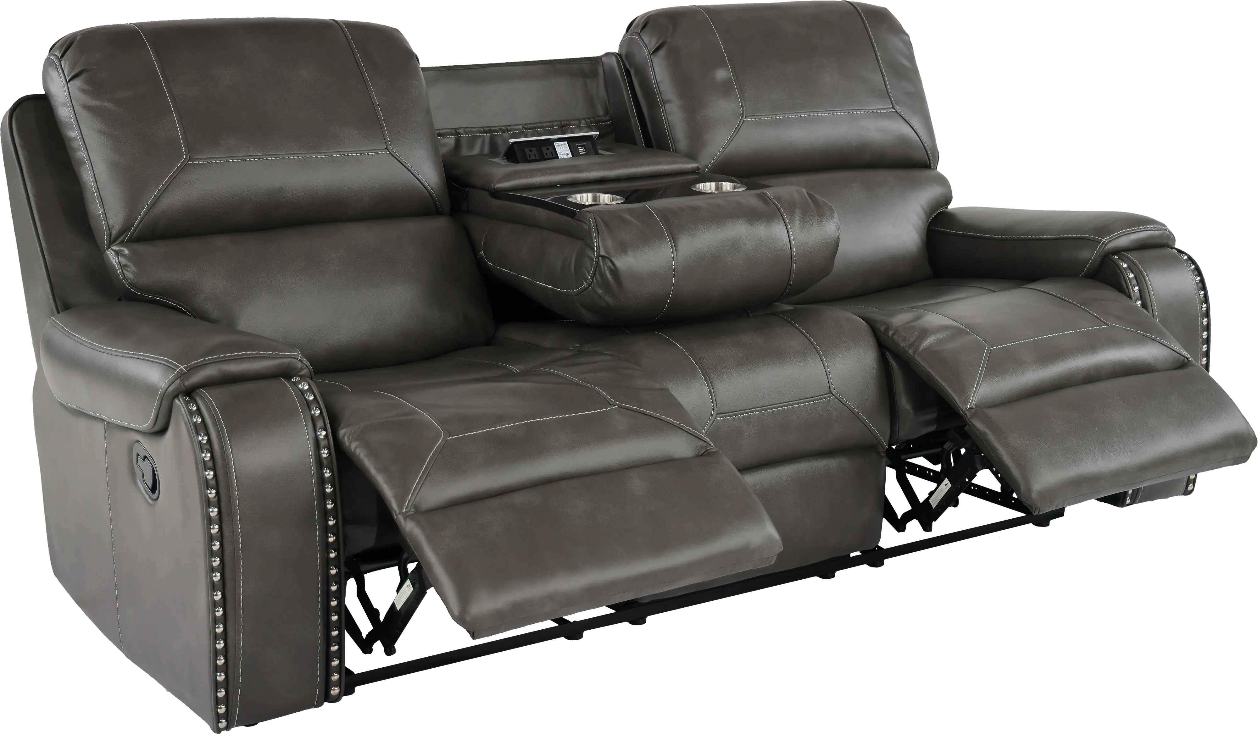 Spencer Gray Manual Reclining Sofa with Drop-Down Console-6