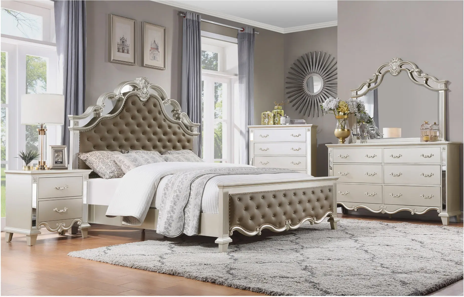 Ever Champagne 4 Piece Queen Bedroom Set-1