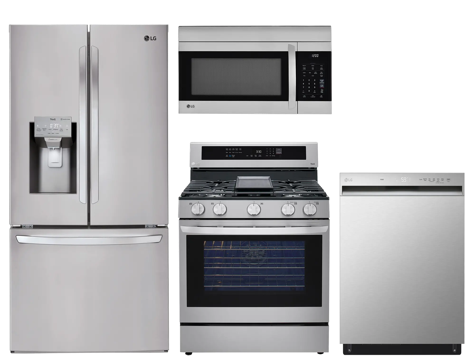 .LG-4PC-3DR-GAS-AFRY LG 4 Piece Gas Kitchen Appliance Package - Stainless Steel-1