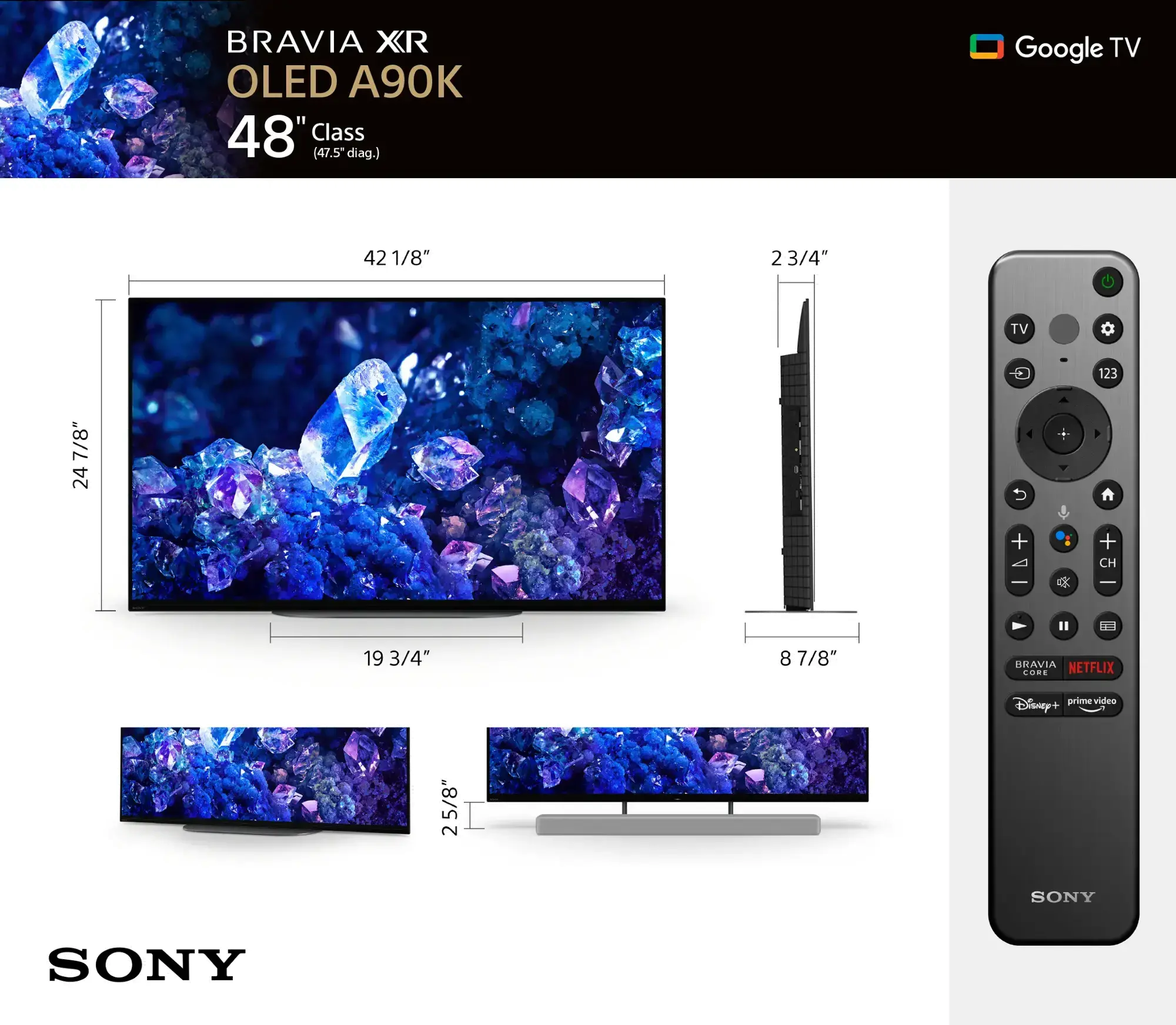 XR48A90K Sony 48  BRAVIA XR A90K 4K HDR OLED Google TV-3
