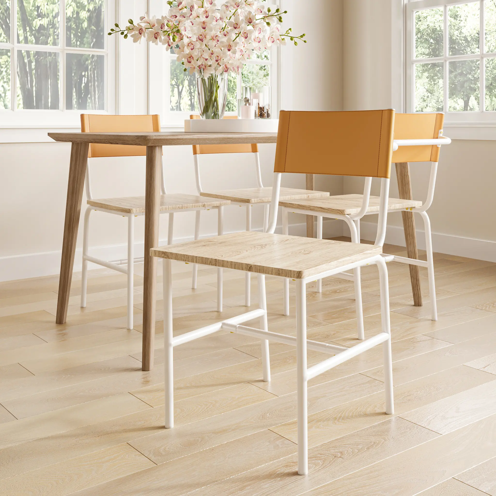 Director White Metal Dining Room Chair (Set of 2)-4