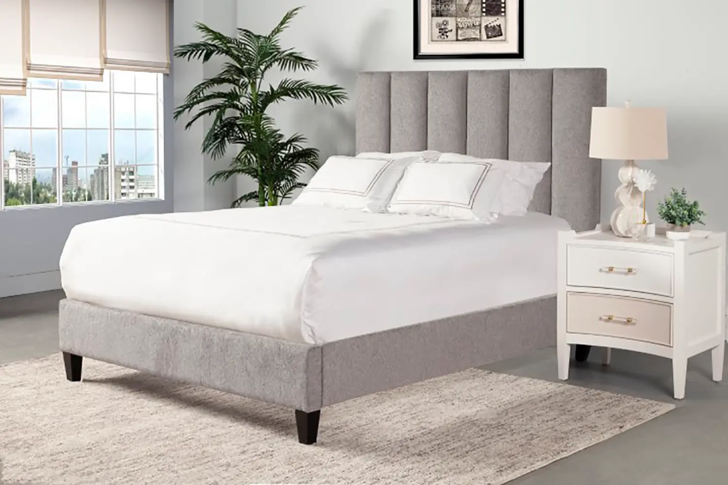 Avery Gray Queen Upholstered Bed-2