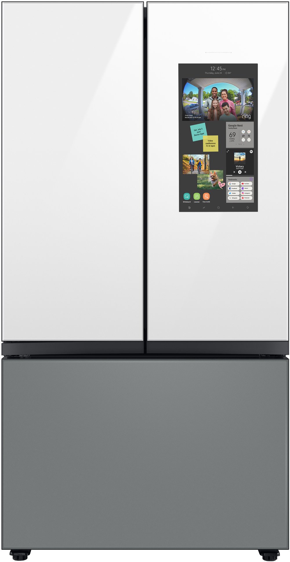 Samsung Bespoke 30 cu ft French Door Refrigerator - White/Gray Glass