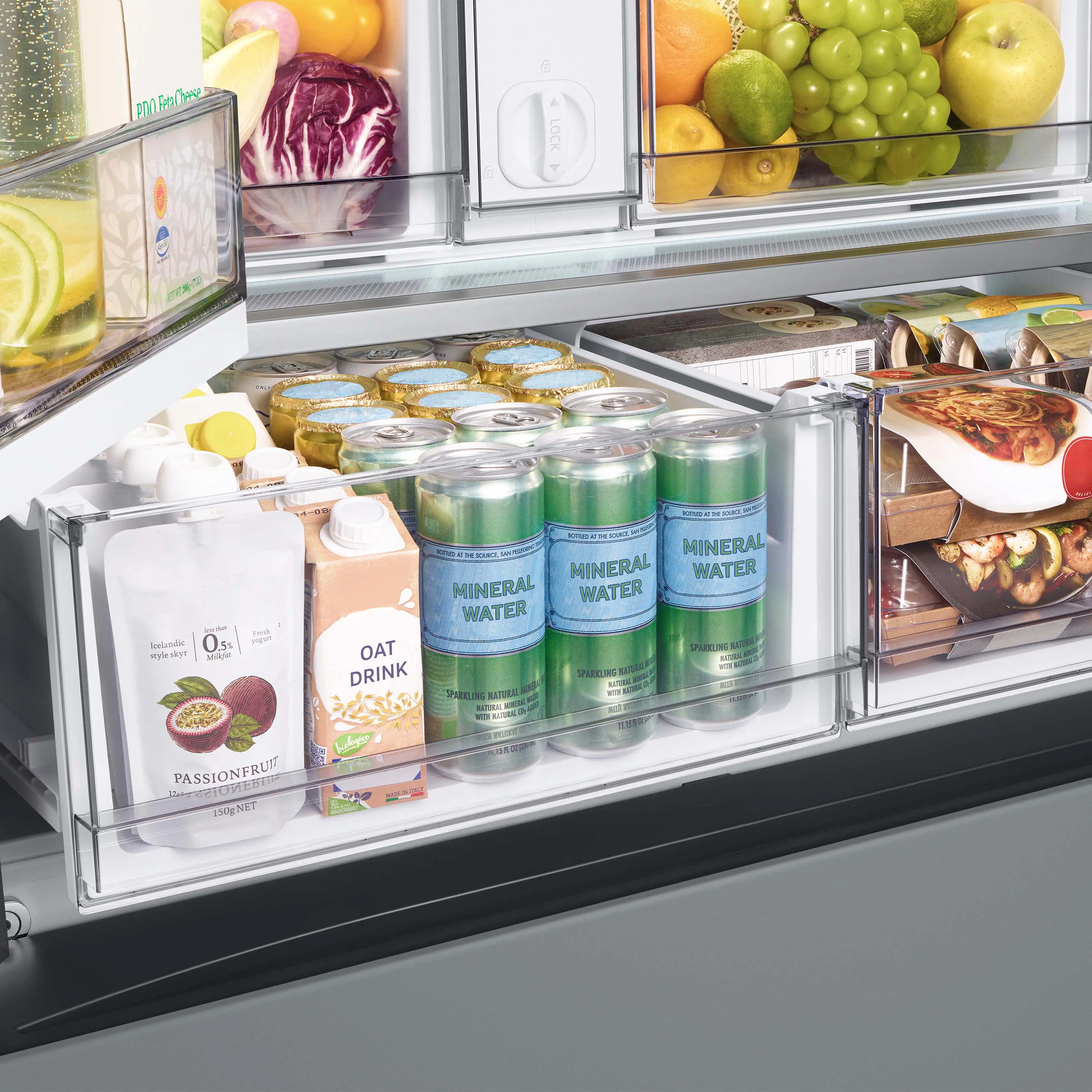 RF24BB69006M Samsung Bespoke 24 cu ft French Door Refrigerator - Counter Depth Gray & White Glass-10