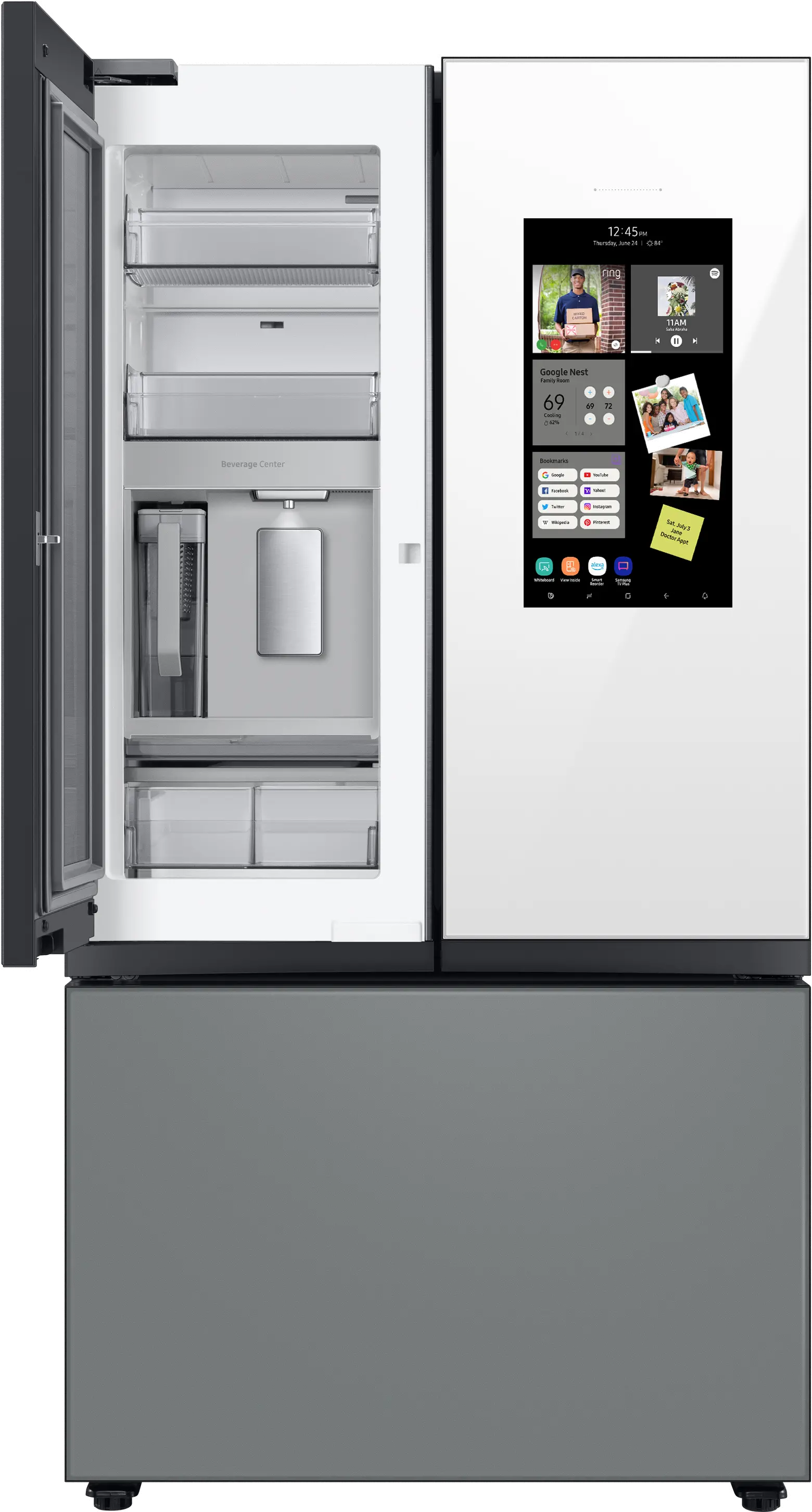 RF24BB69006M Samsung Bespoke 24 cu ft French Door Refrigerator - Counter Depth Gray & White Glass-3