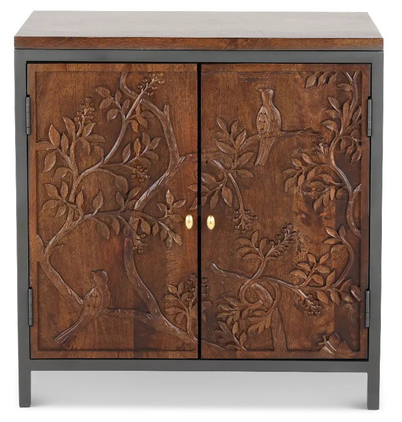 Linette Dark Brown Carved Accent Cabinet