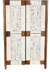 Taffyta Off-White and Brown Tall Cabinet