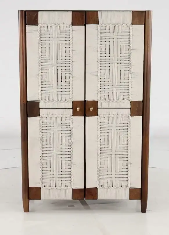 Taffyta Off-White and Brown Tall Cabinet-8
