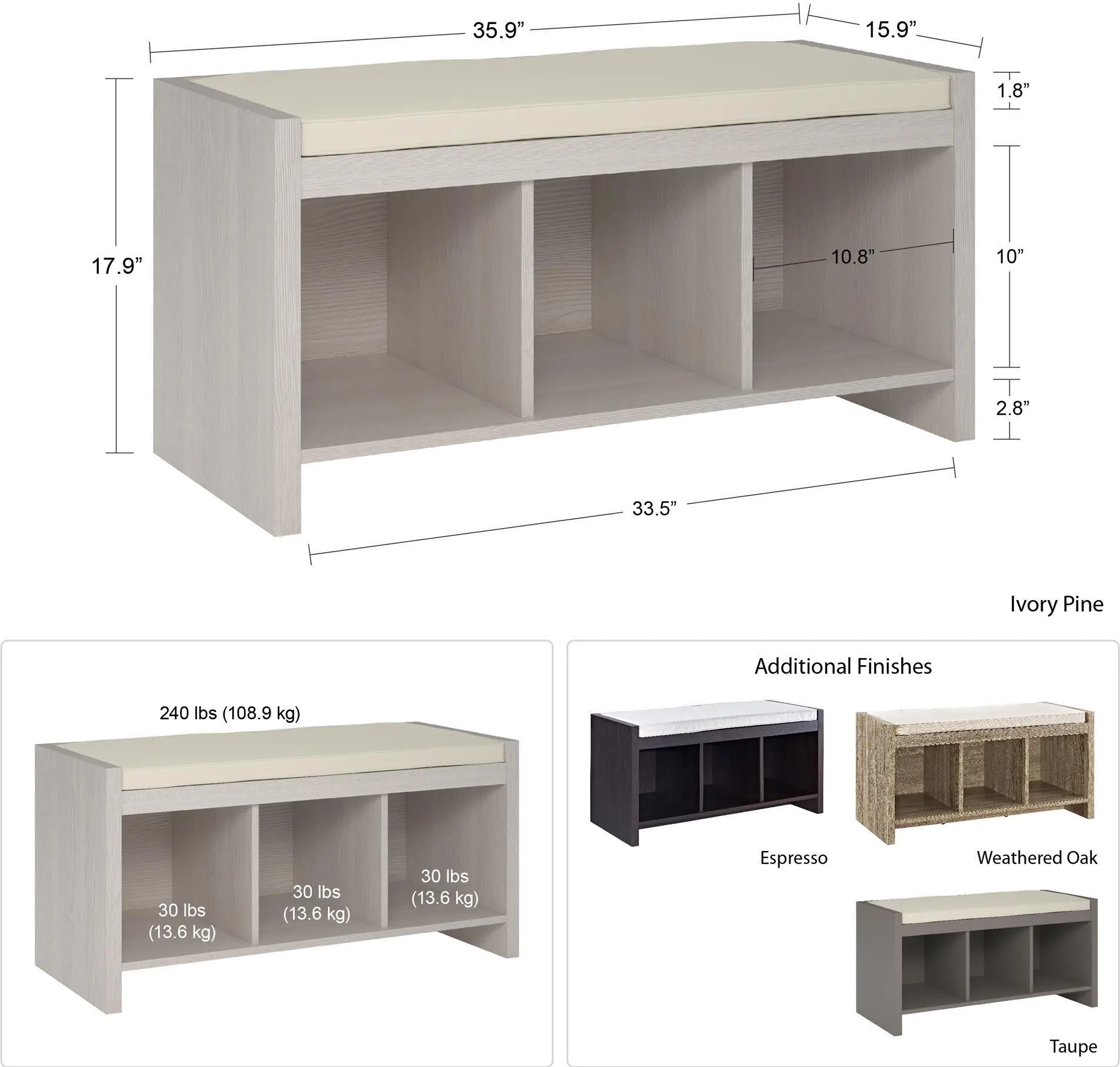 Penelope Espresso Entryway Storage Bench-7