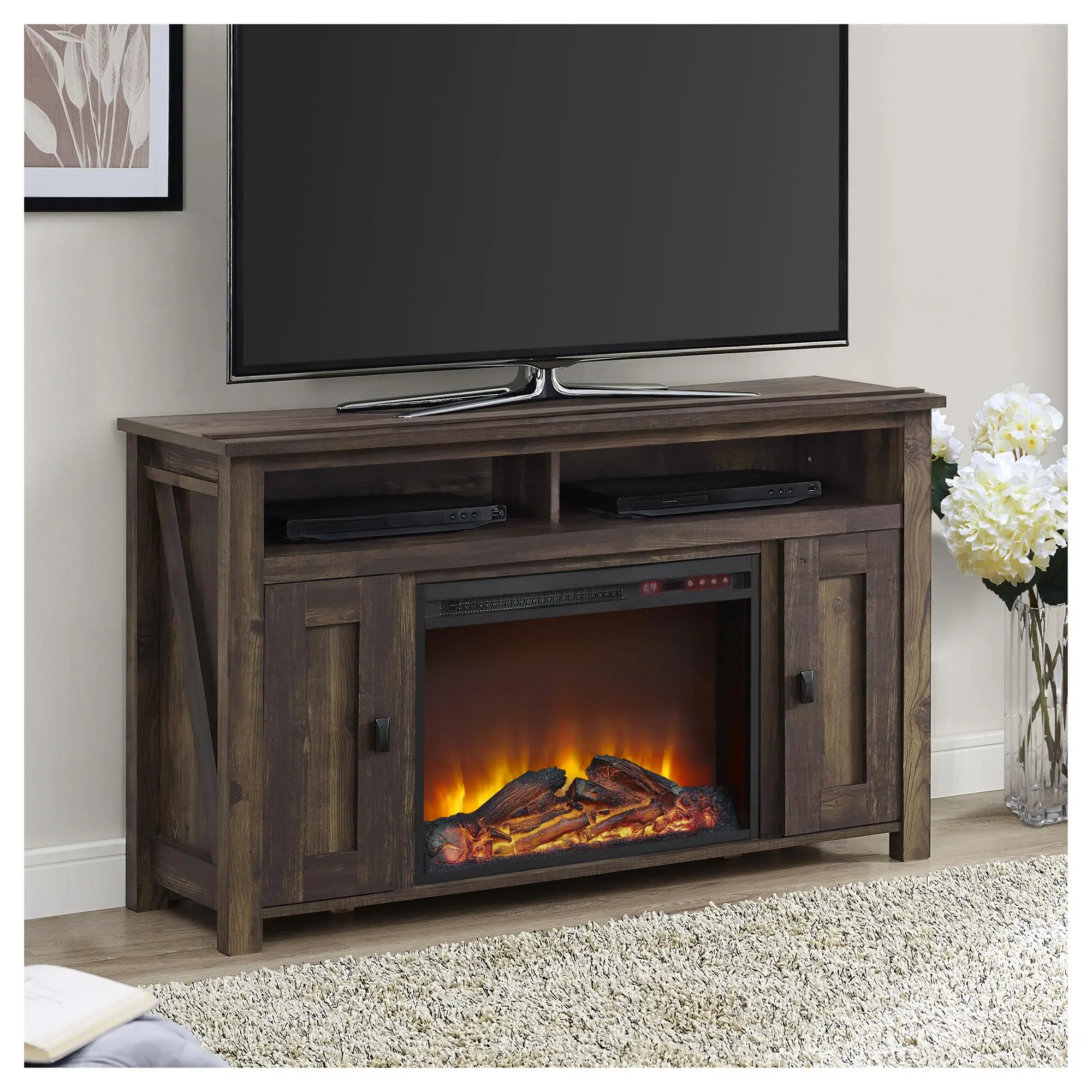 Farmington Dark Brown 50  Electric Fireplace TV Console-2