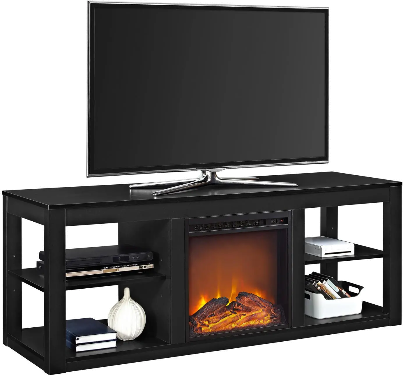 Parsons Black 60  Electric Fireplace TV Stand-1