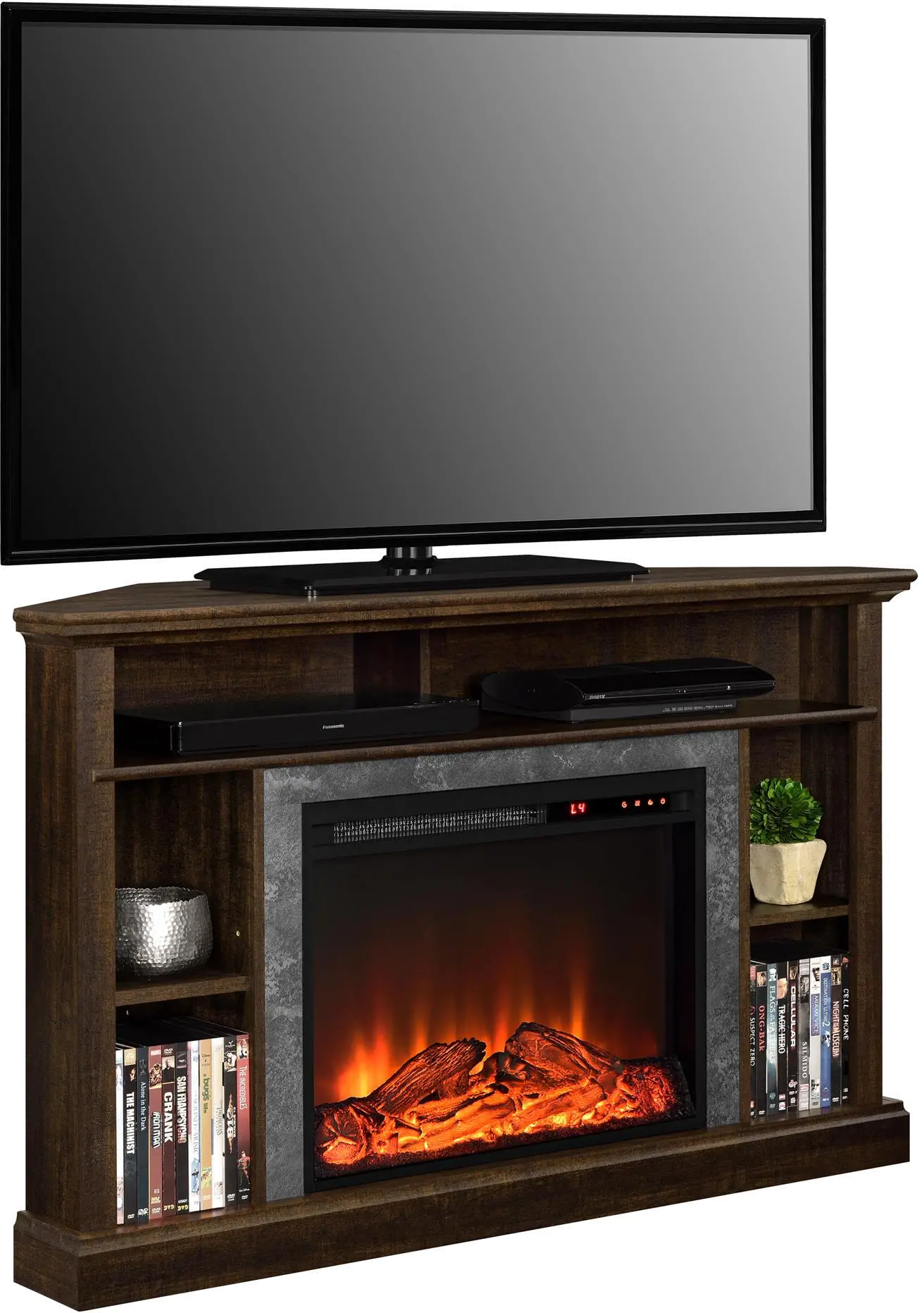 Overland Dark Brown Electric Corner Fireplace 50  TV Stand-3