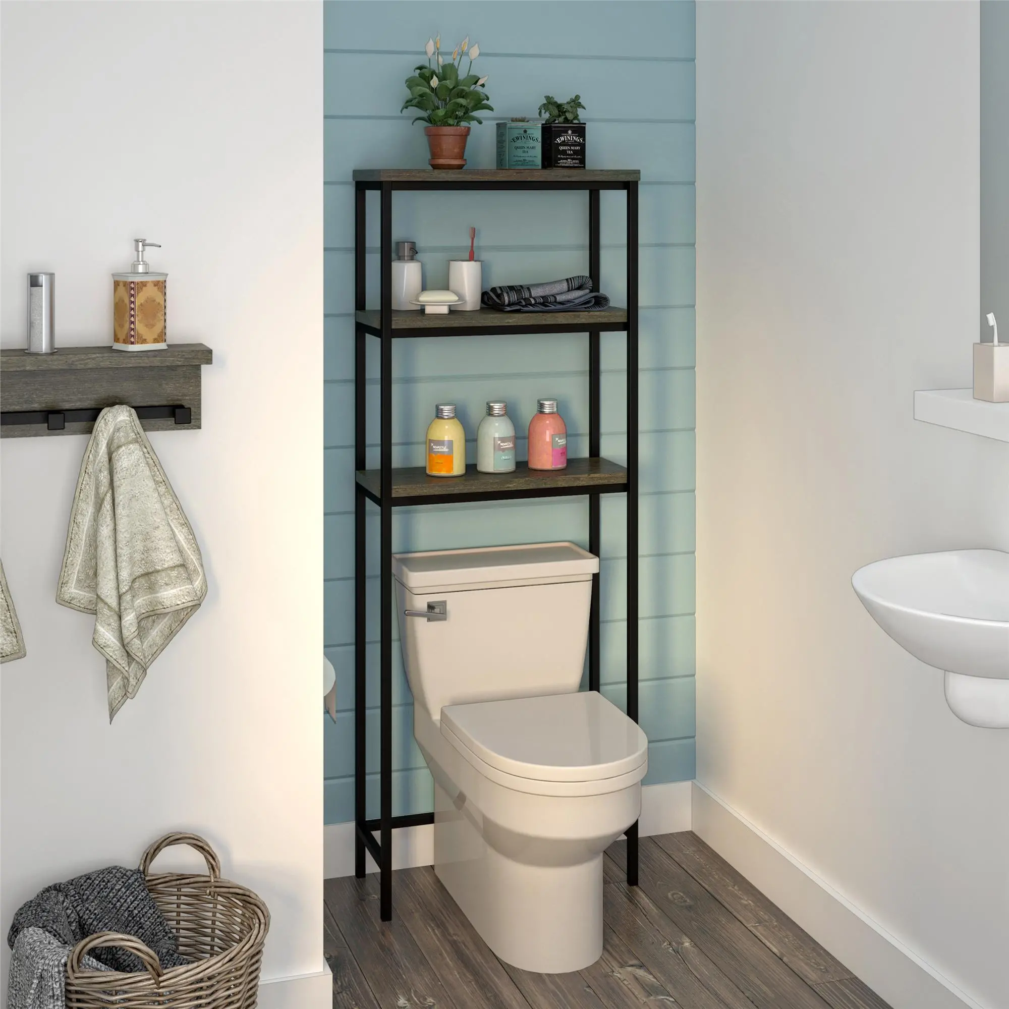 Ashlar Weathered Oak Over the Toilet Storage-2