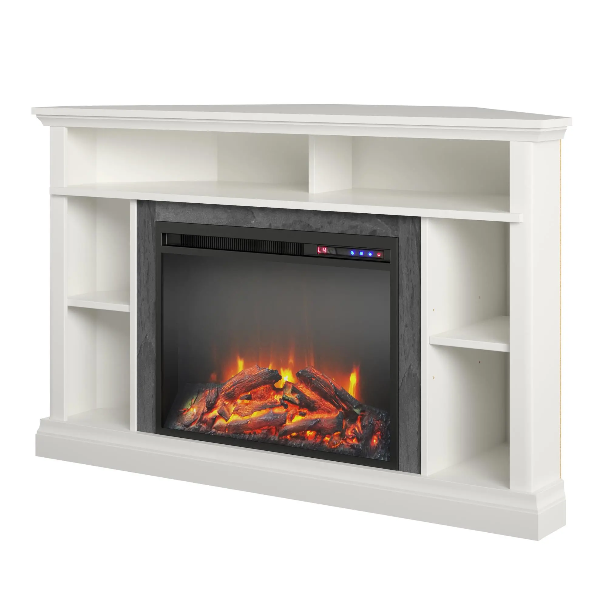 Overland White 50  Corner Fireplace TV stand-5