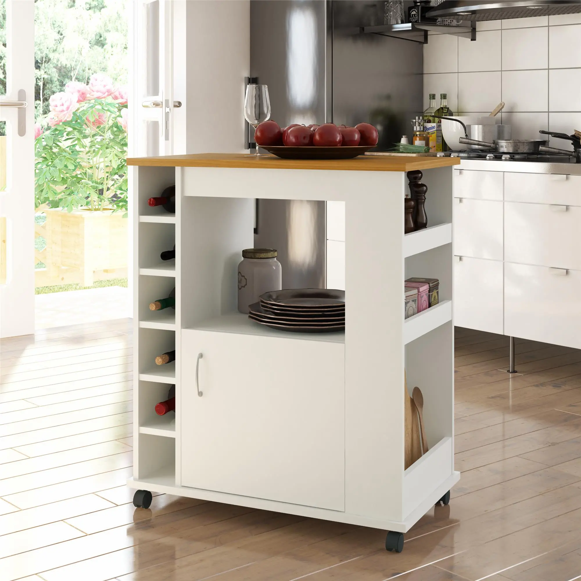 Williams White Kitchen Cart-2