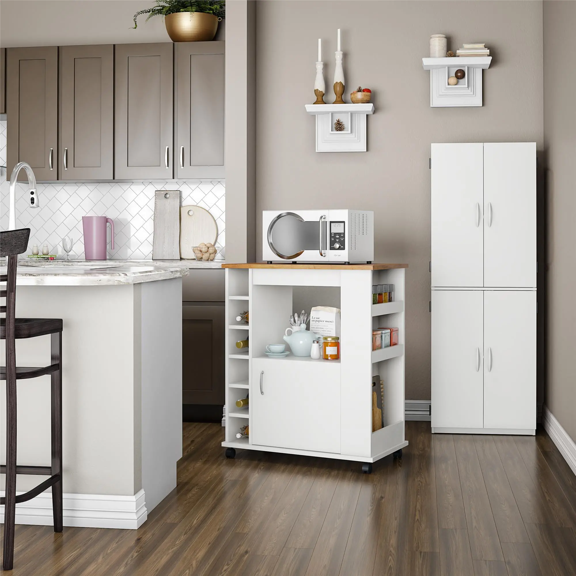 Williams White Kitchen Cart-3