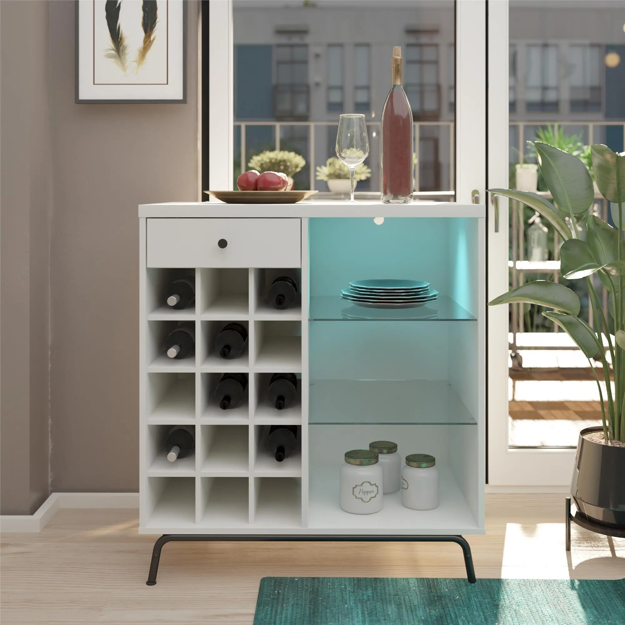 Melbourne White Bar Cabinet-2